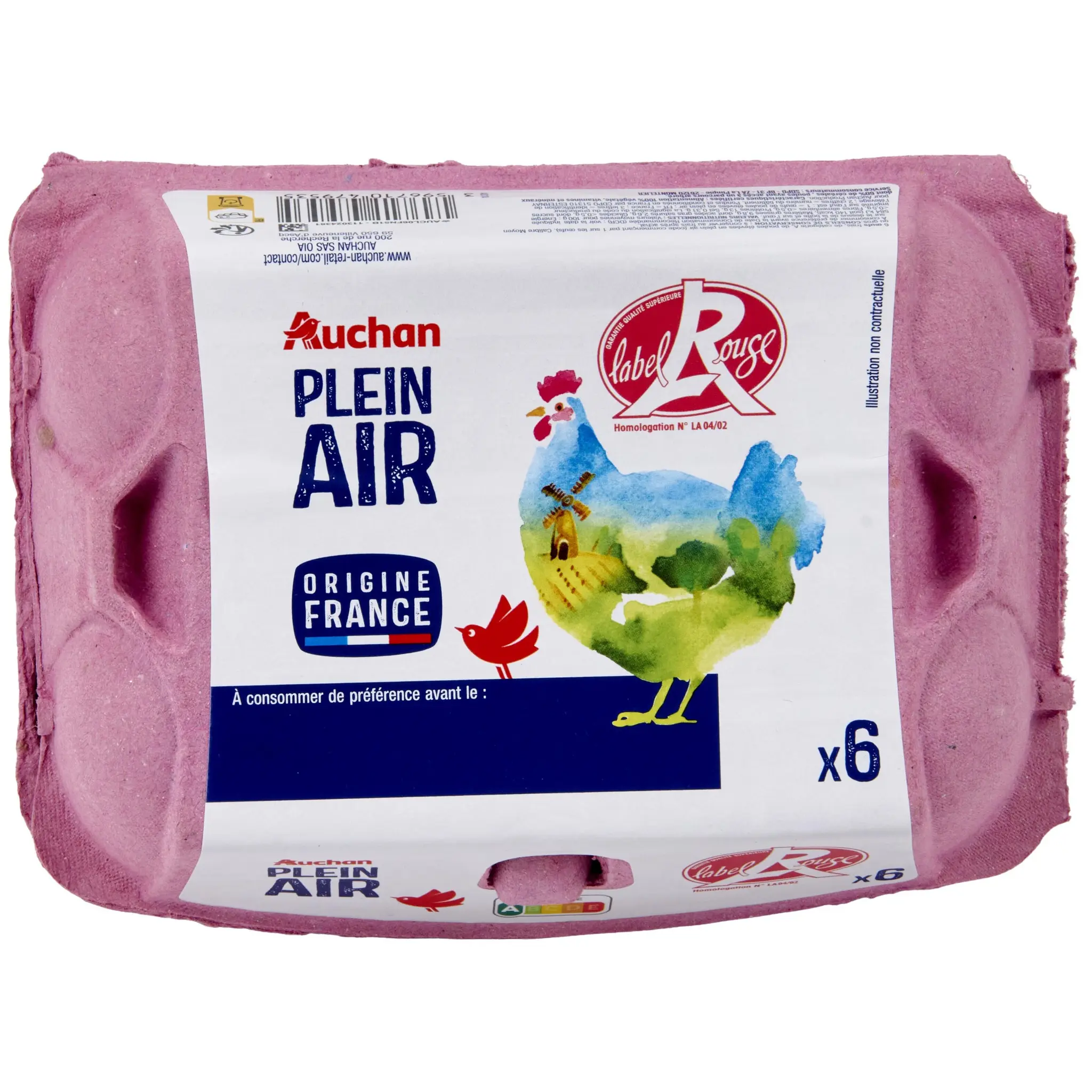 AUCHAN Oeufs de poules élevées en plein air Label Rouge