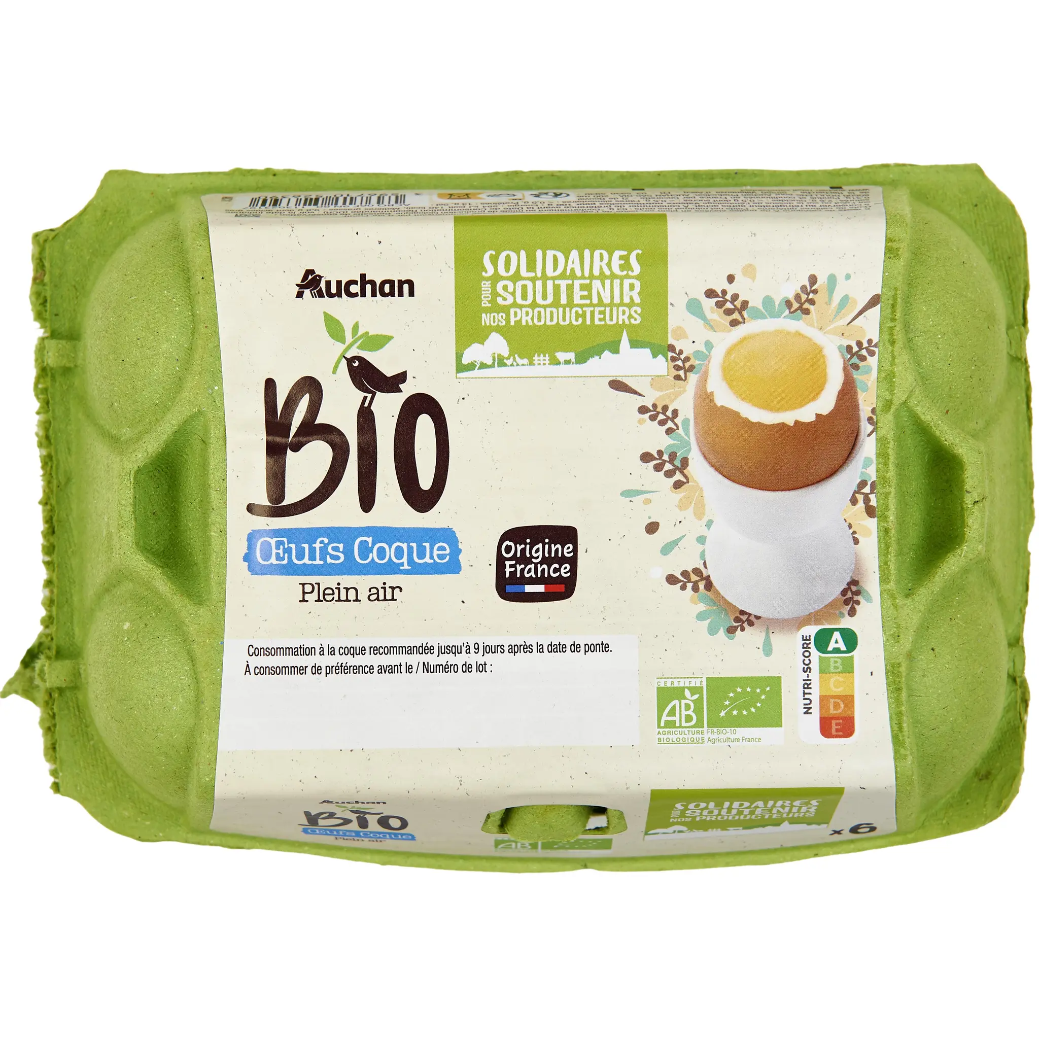 AUCHAN BIO CULTIVONS LE BON Oeufs de poules élevées en plein air