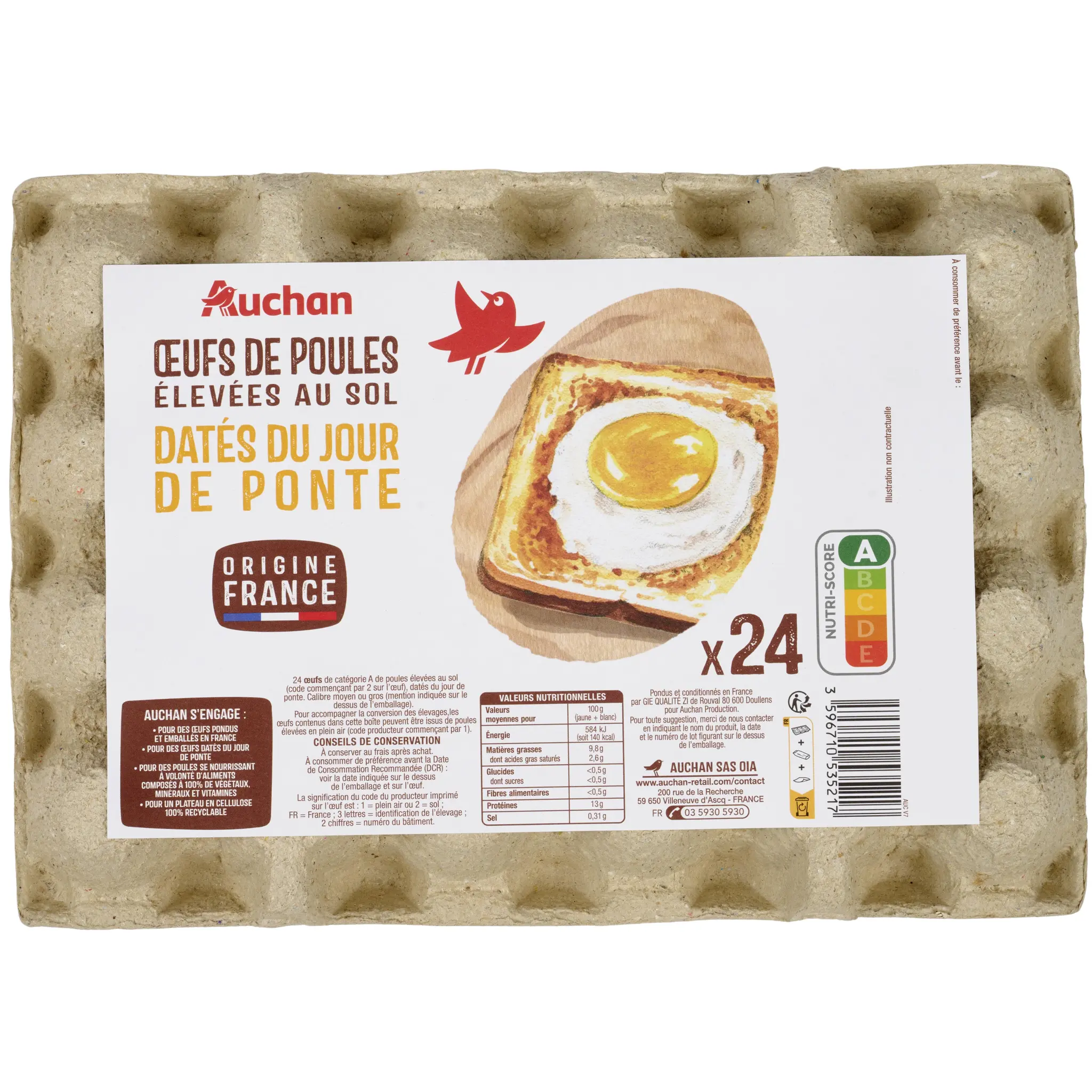 AUCHAN Oeufs de poules élevées au sol