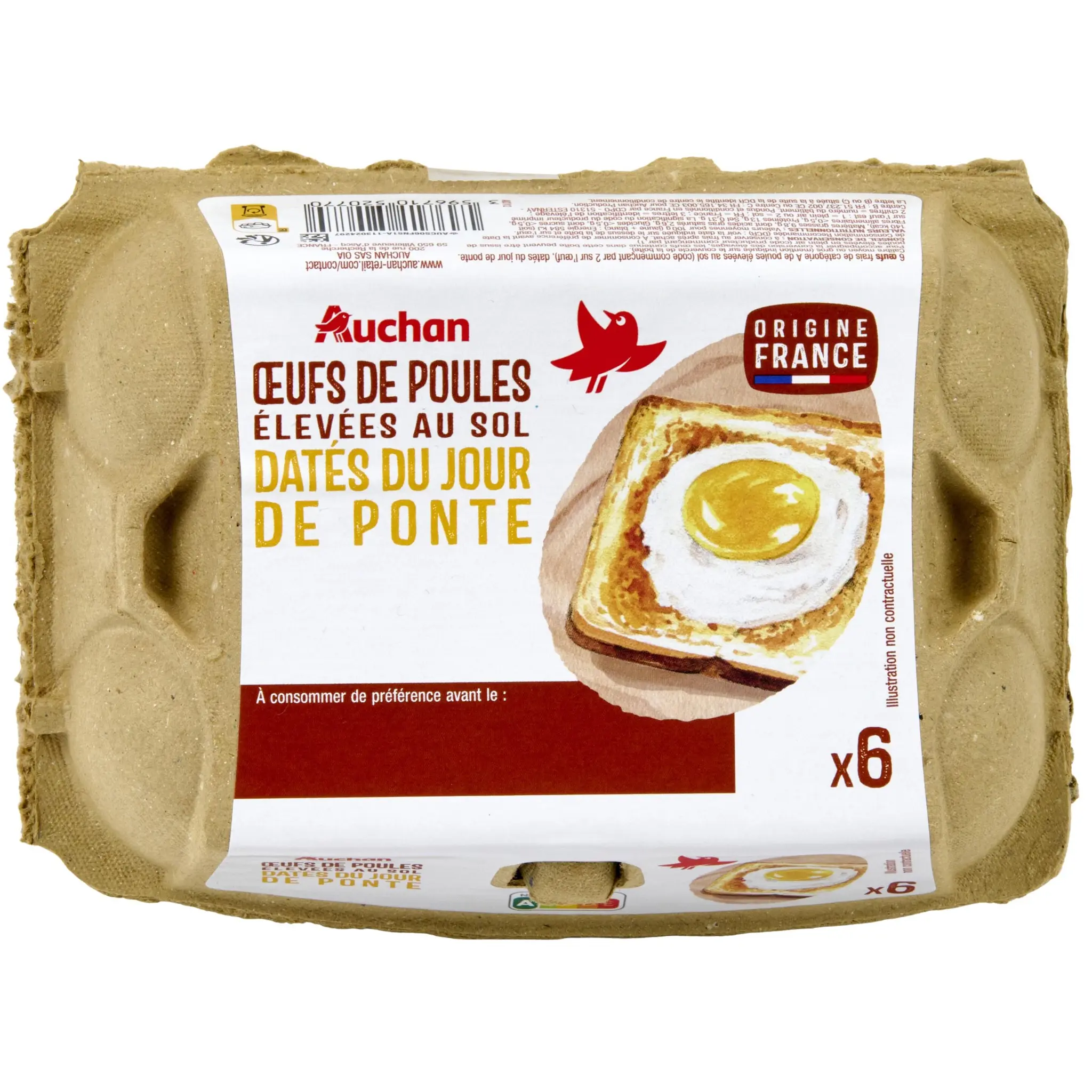 AUCHAN Oeufs de poules élevées au sol