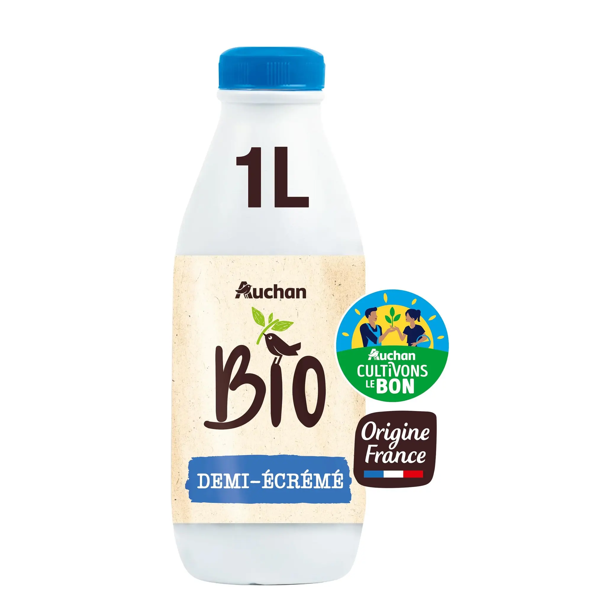 AUCHAN SOLIDAIRES BIO CULTIVONS LE BON - Lait demi-écrémé stérilisé UHT