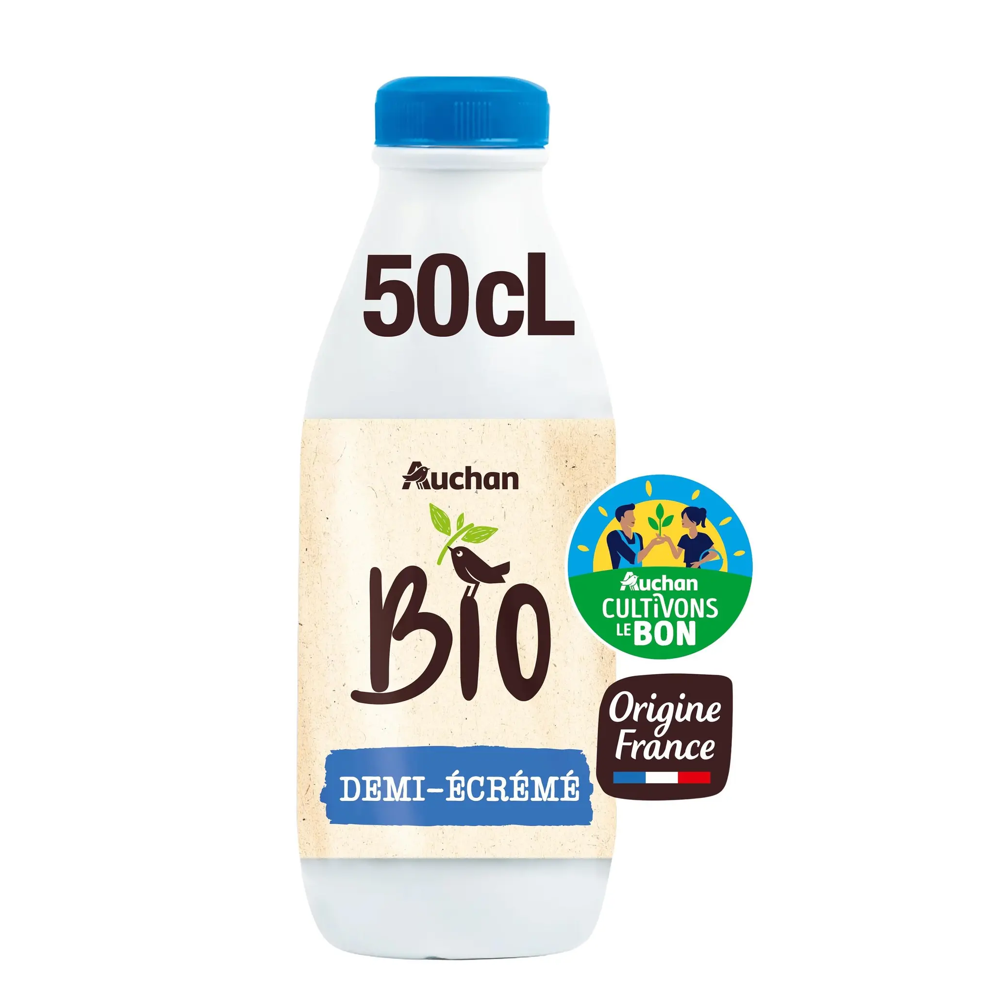 AUCHAN BIO CULTIVONS LE BON Lait demi-écrémé UHT