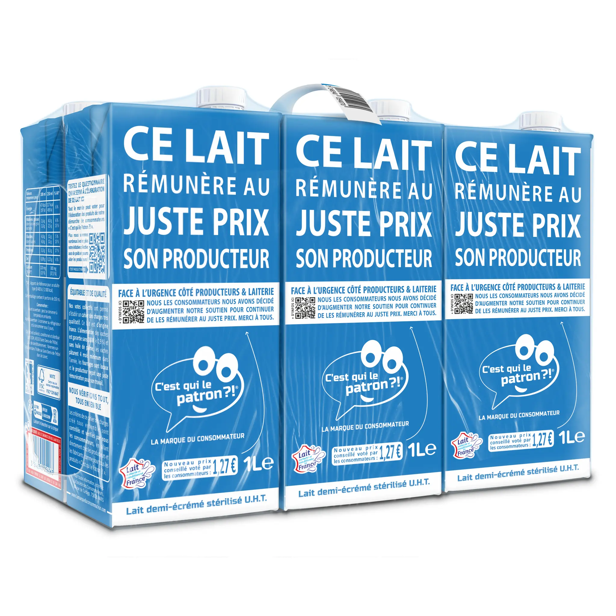 C'EST QUI LE PATRON ?! Lait demi-écrémé équitable UHT