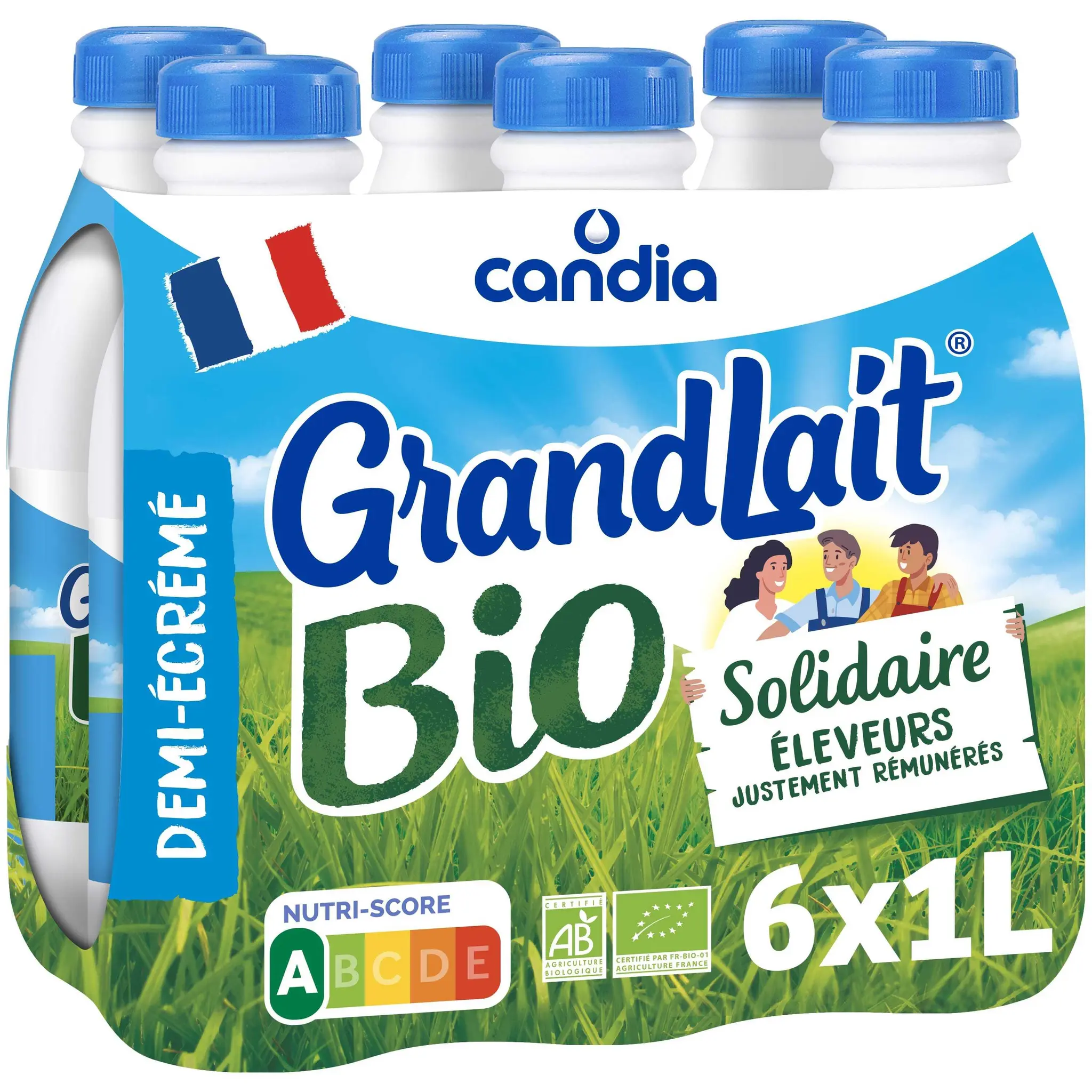 CANDIA Grandlait Lait demi-écrémé UHT bio