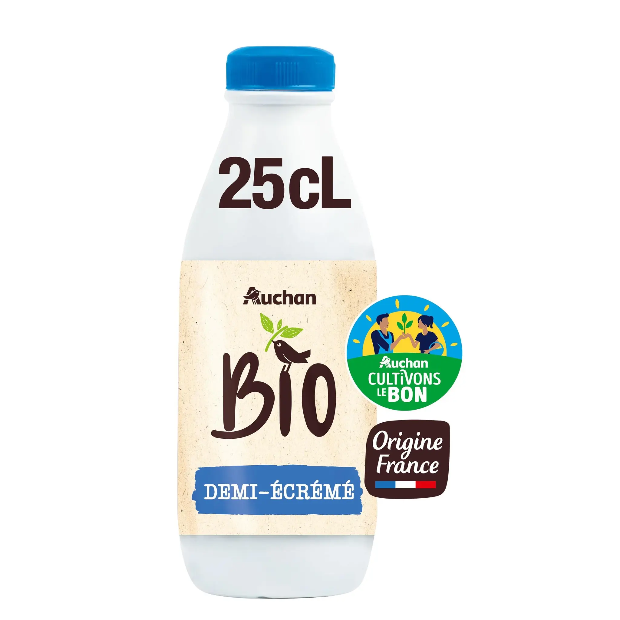 AUCHAN BIO CULTIVONS LE BON Lait demi-écrémé équitable UHT