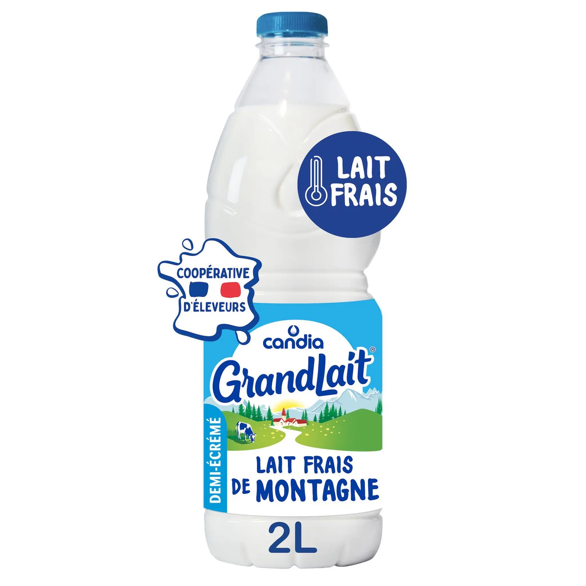 CANDIA Grandlait Lait frais demi-écrémé de montagne