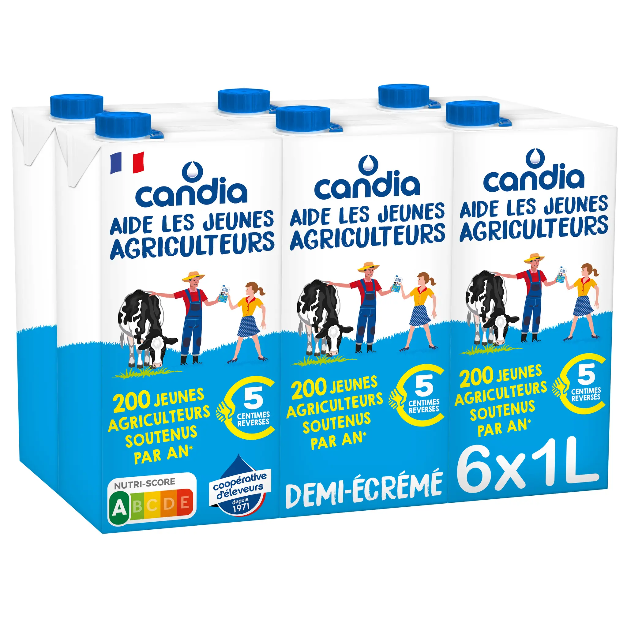 CANDIA Lait demi-écrémé stérilisé UHT