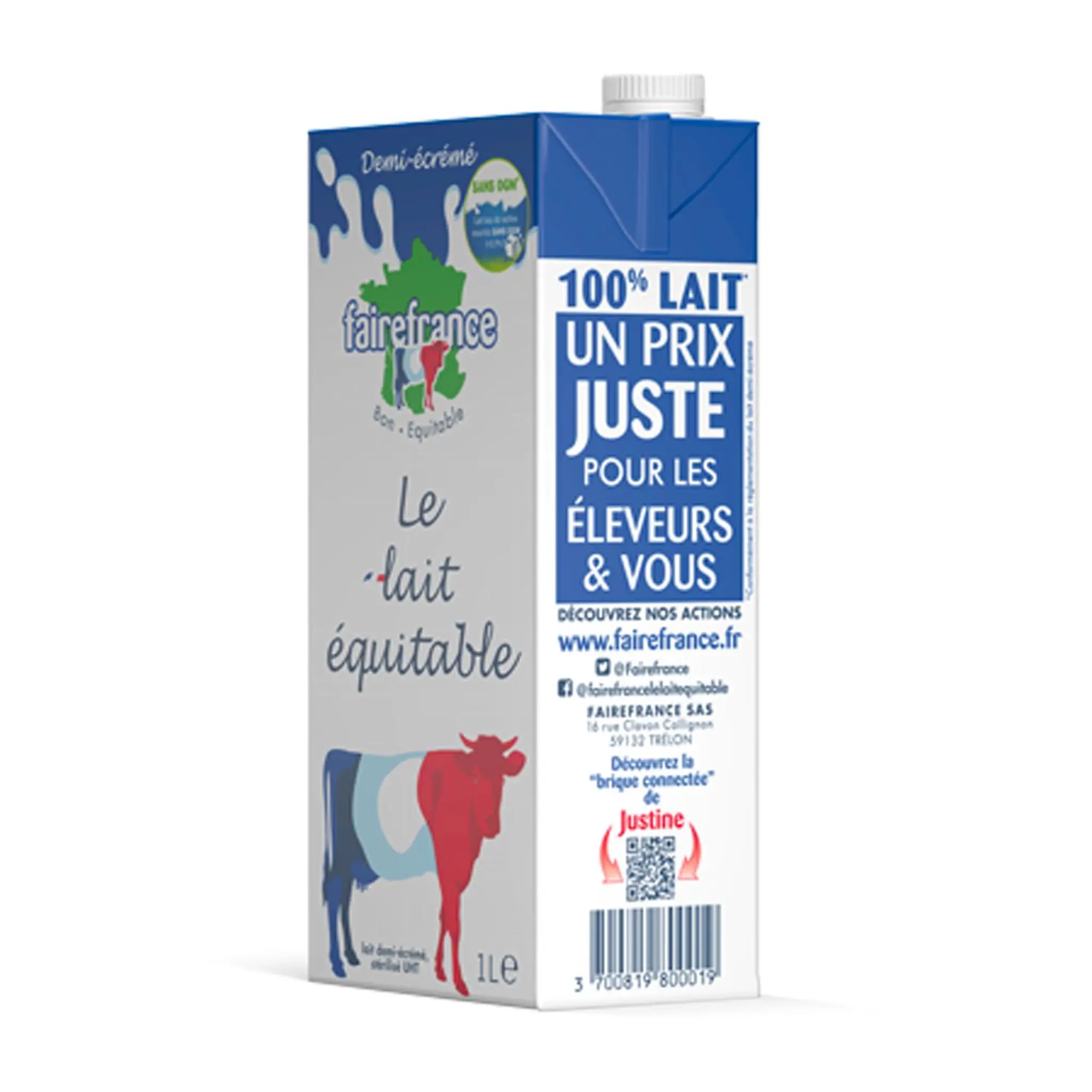 FAIRE FRANCE Lait demi-écrémé équitable UHT