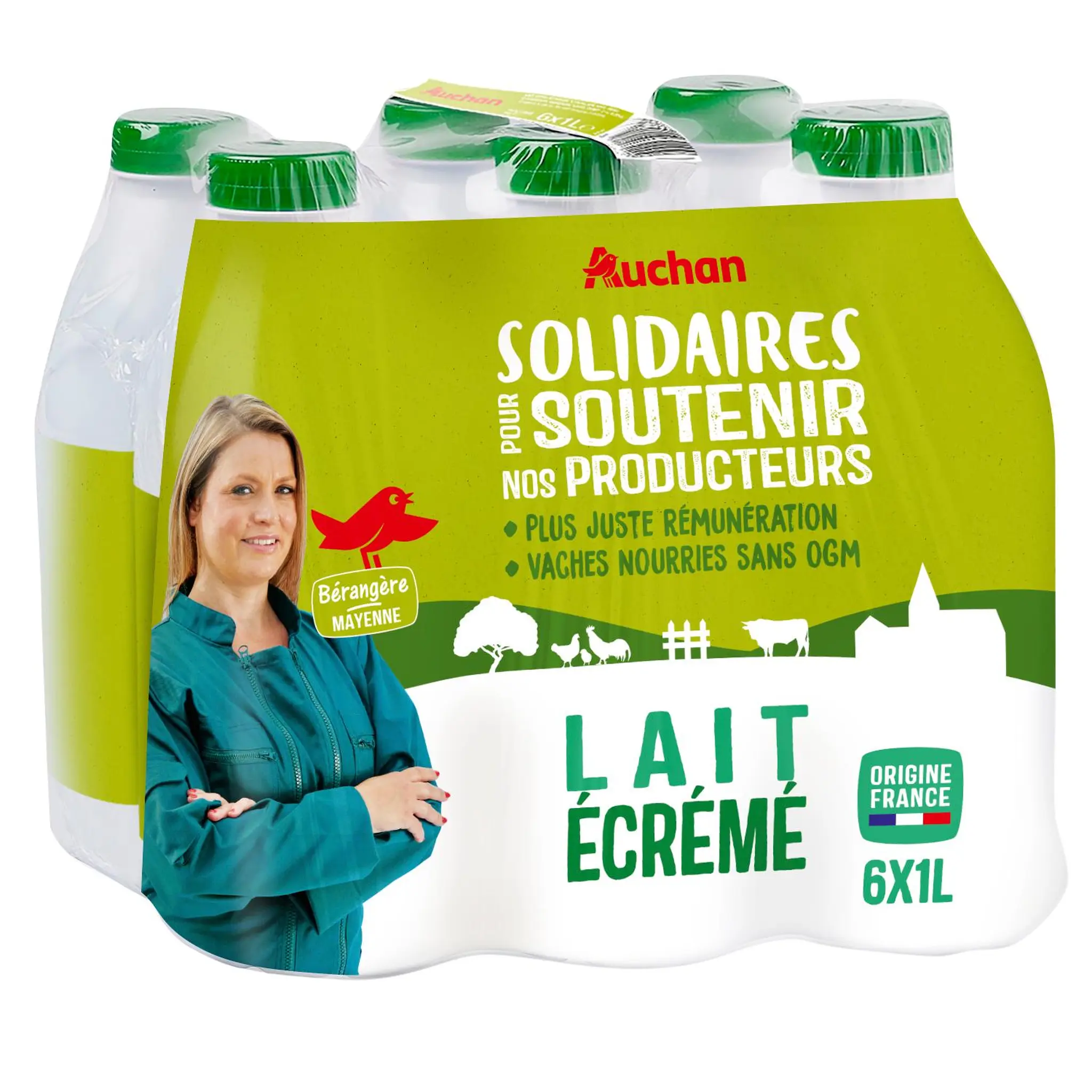 AUCHAN SOLIDAIRES CULTIVONS LE BON Lait écrémé UHT