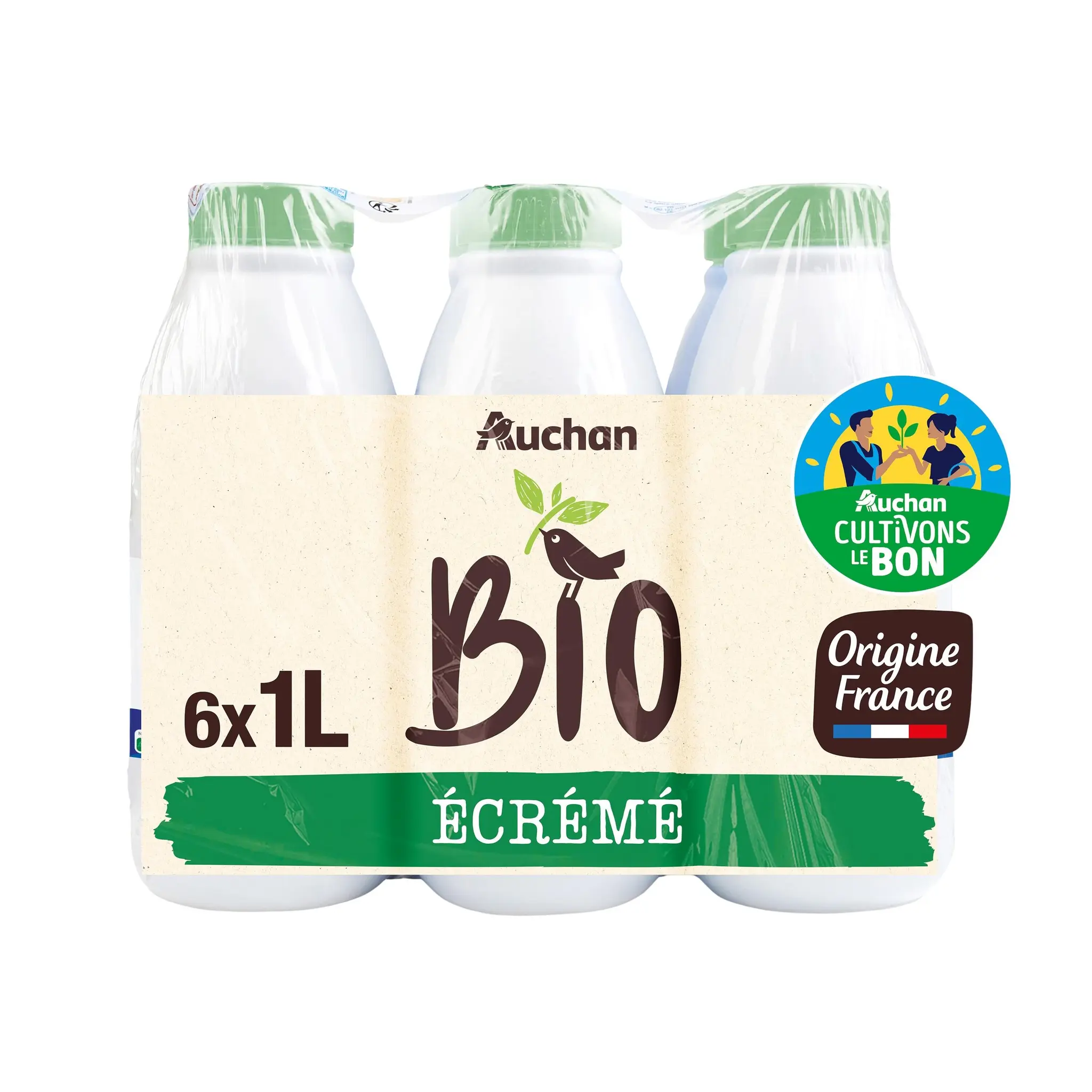 AUCHAN SOLIDAIRES BIO CULTIVONS LE BON Lait écrémé UHT