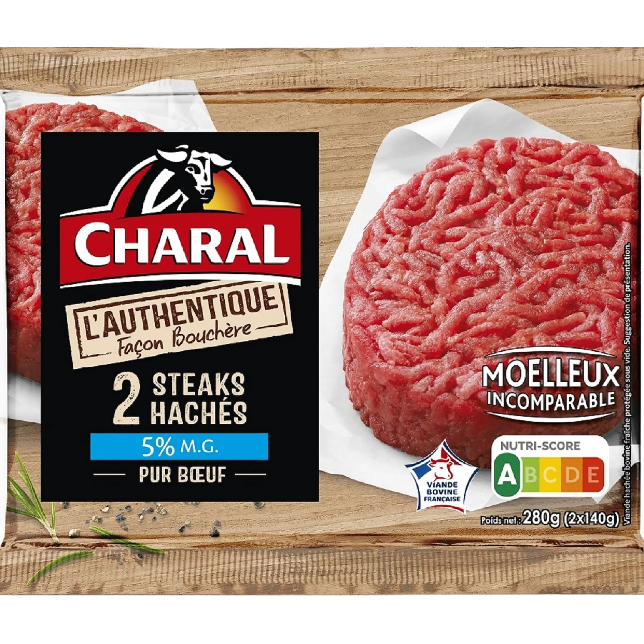 CHARAL Steaks hachés pur bœuf façon bouchère 5%mg