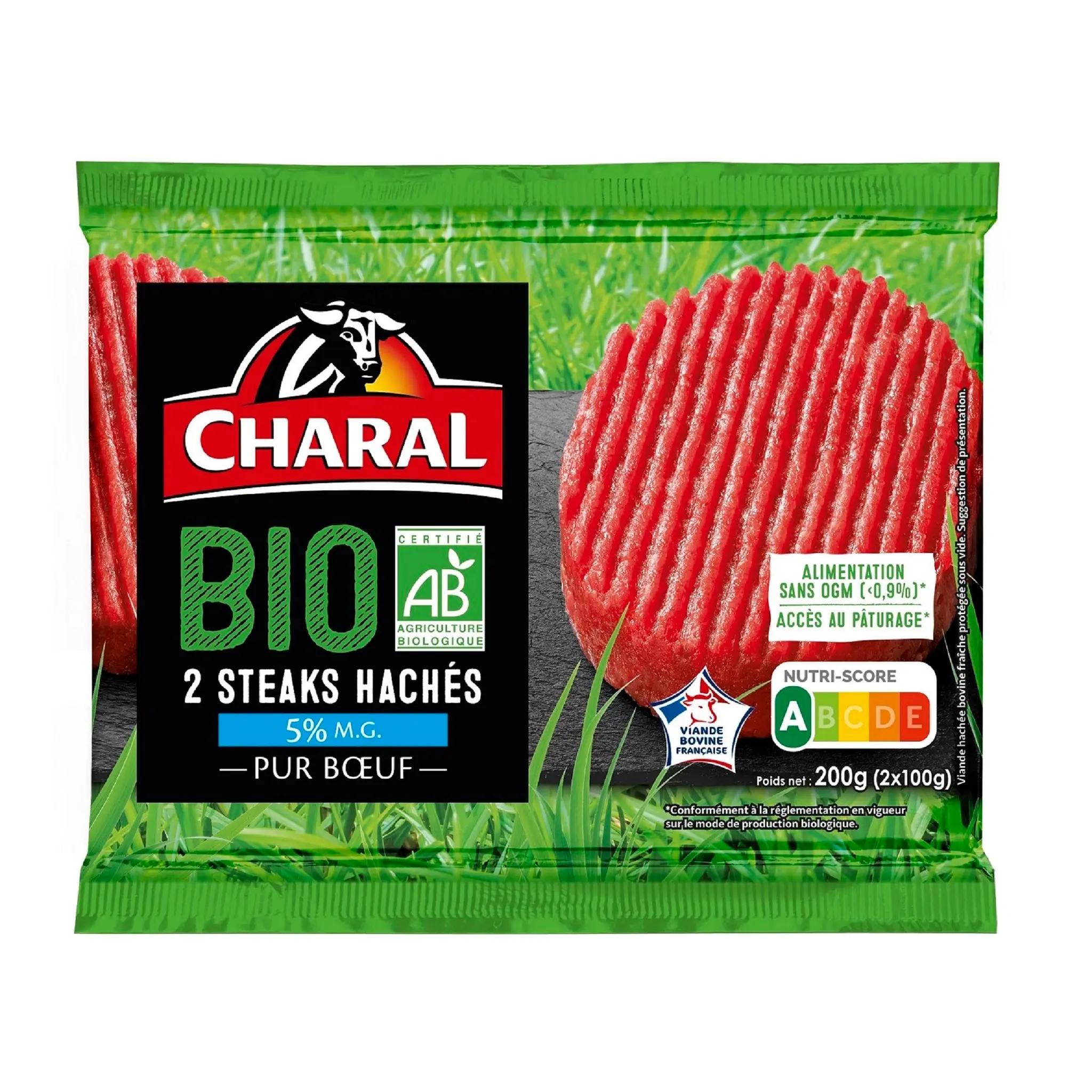 CHARAL Steaks Hachés Pur Bœuf 5%mg bio