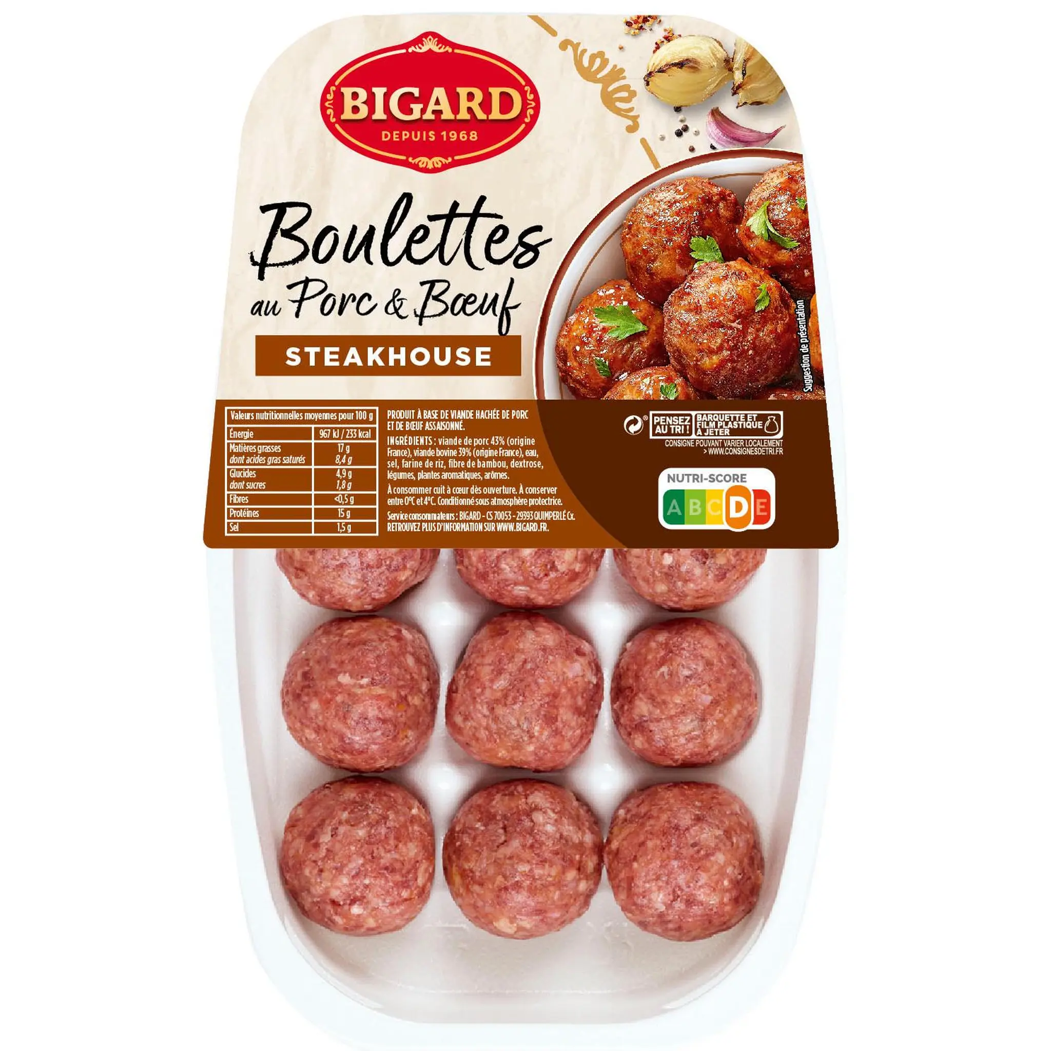 BIGARD Boulettes au Porc et Bœuf - Steakhouse