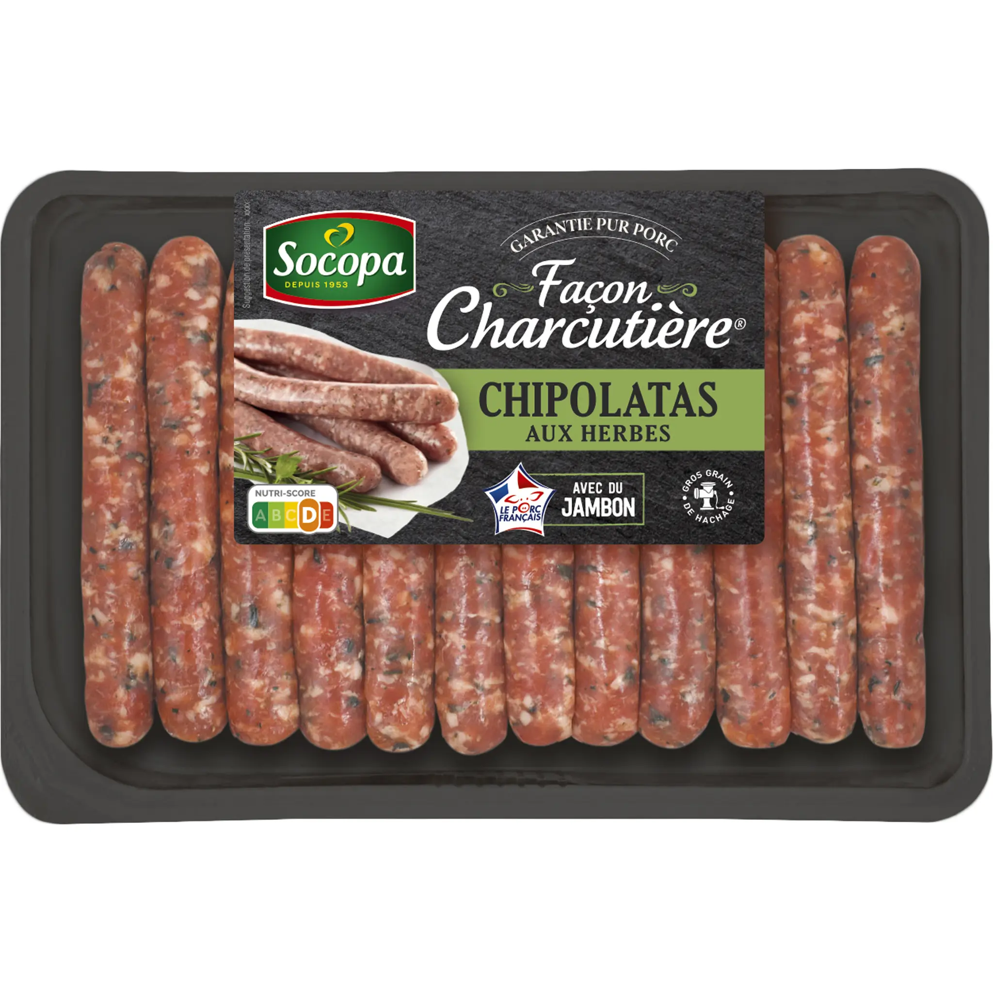 SOCOPA Chipolatas aux herbes façon charcutière sans additifs