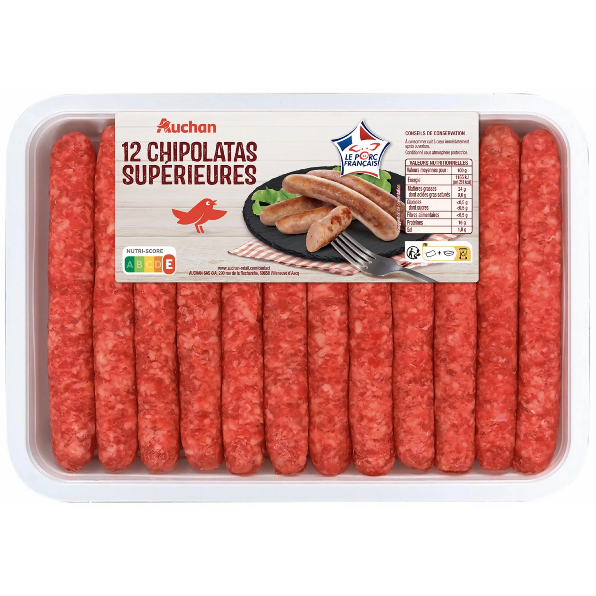 AUCHAN Chipolatas supérieures