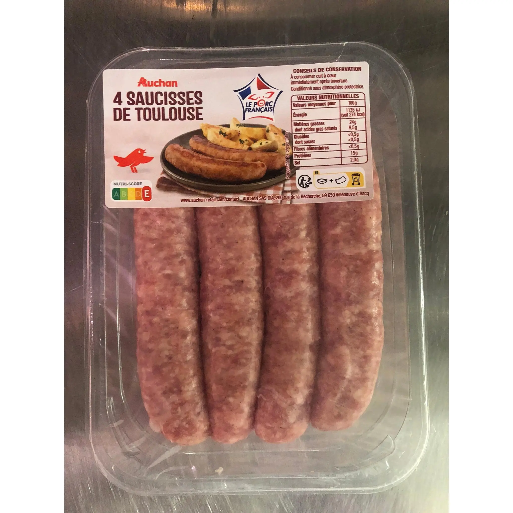 AUCHAN Saucisses de Toulouse