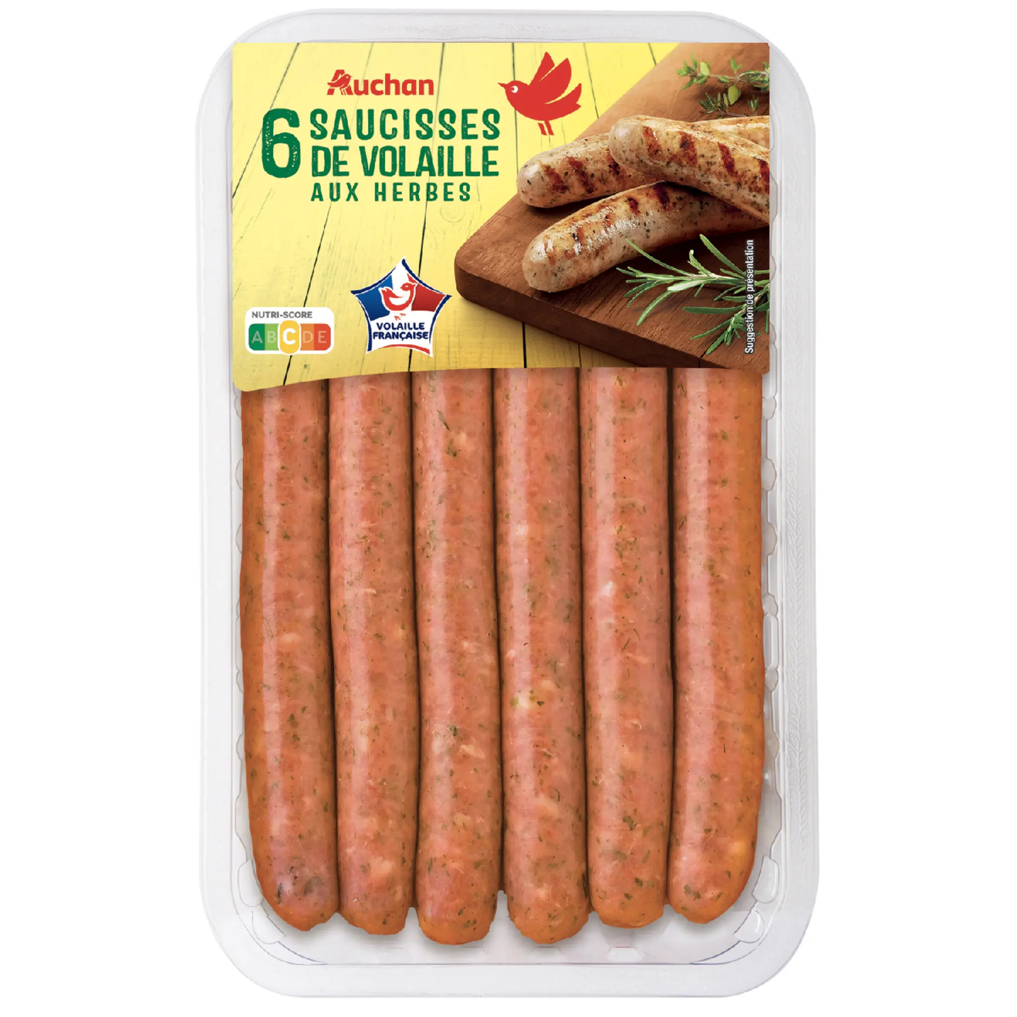 AUCHAN Saucisses de volaille aux herbes