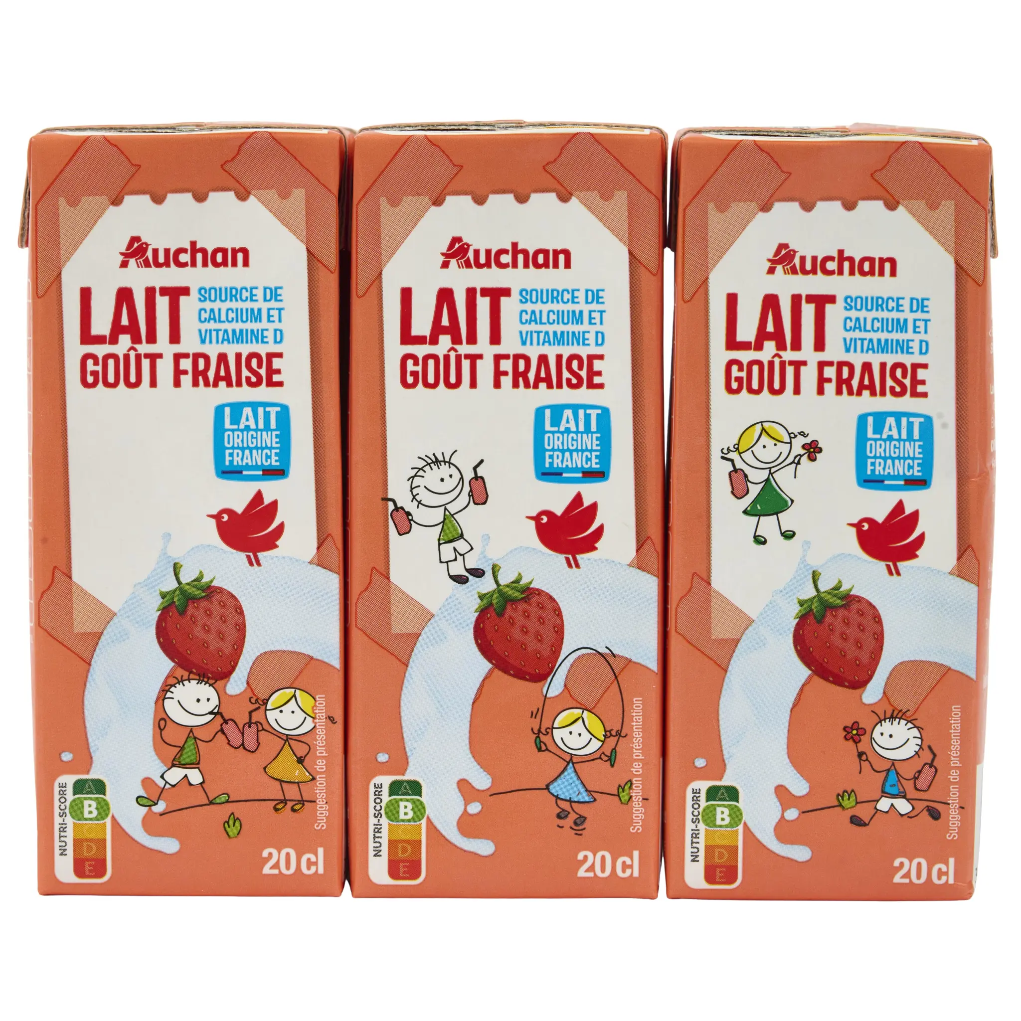 AUCHAN Boisson lactée à la fraise