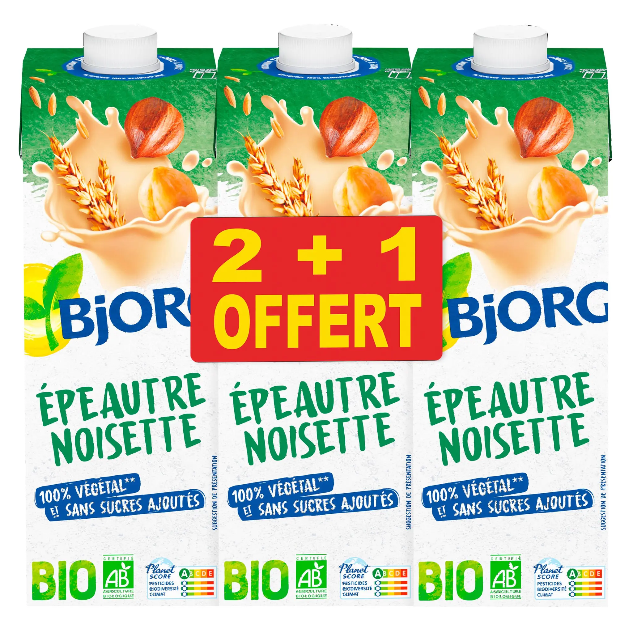 BJORG Boisson végétale à l'épeautre et aux noisettes bio sans sucres ajoutés