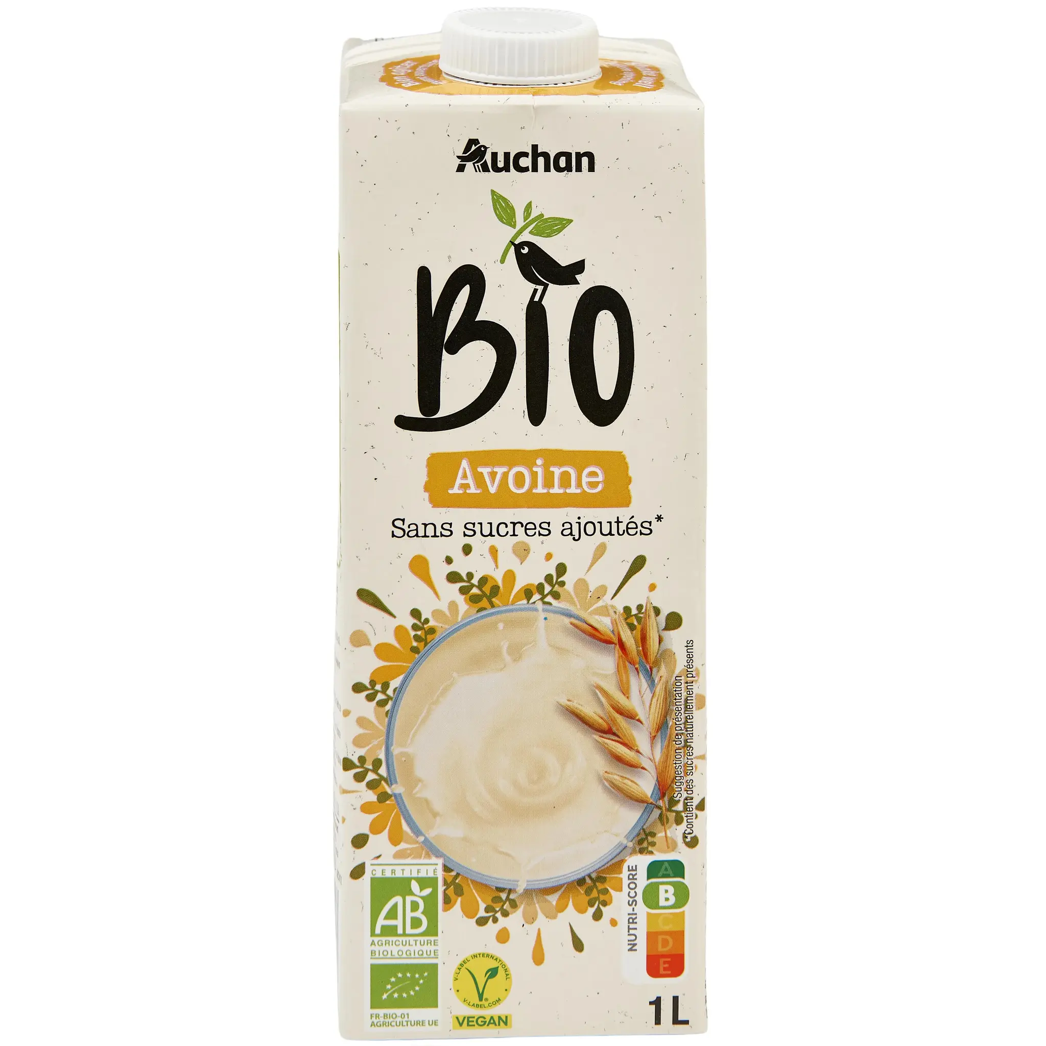 AUCHAN BIO Boisson à l'avoine sans sucres ajoutés bio