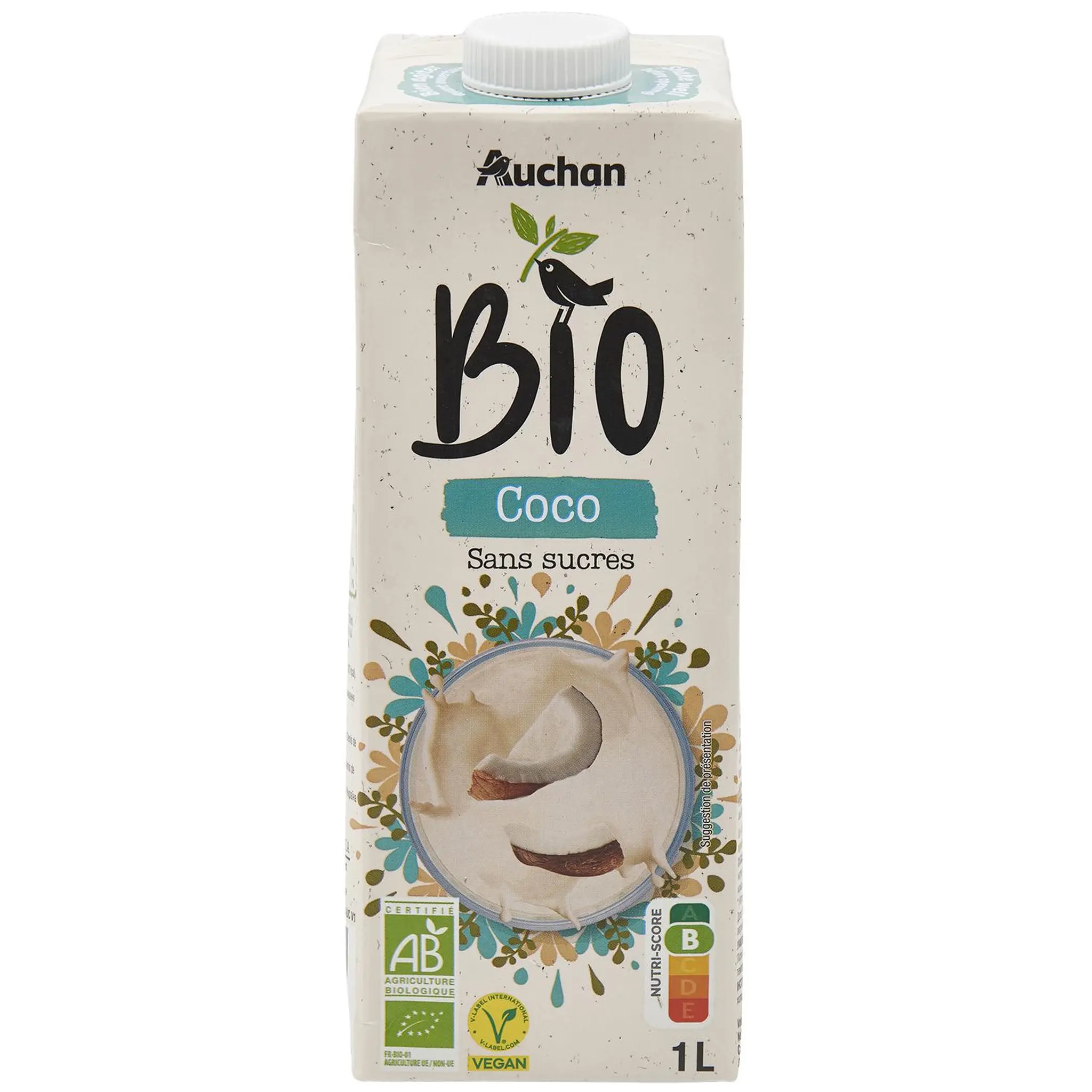 AUCHAN BIO Boisson coco sans sucres