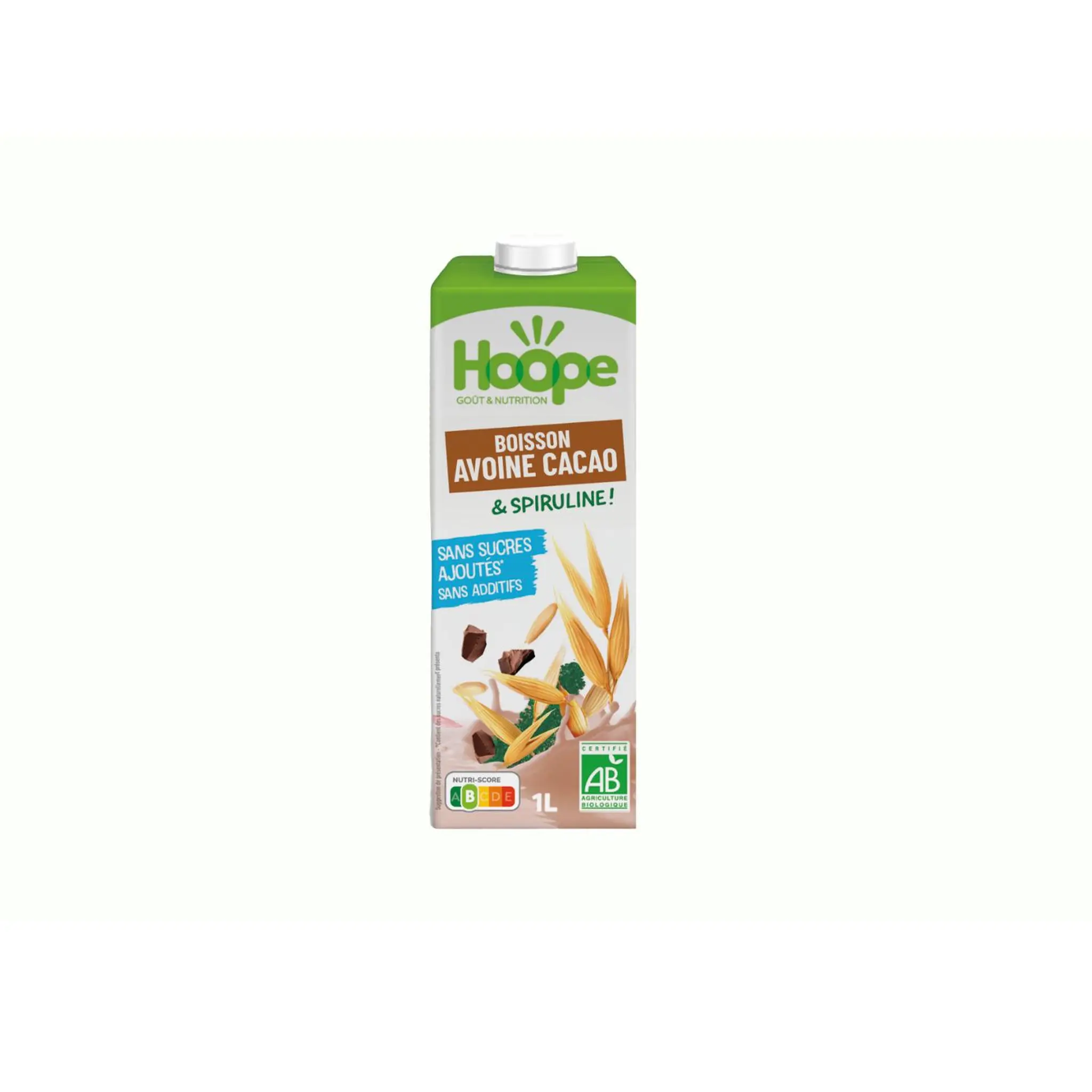 HOOPE Boisson végétale à l'avoine cacao et spiruline sans sucres ajoutés bio