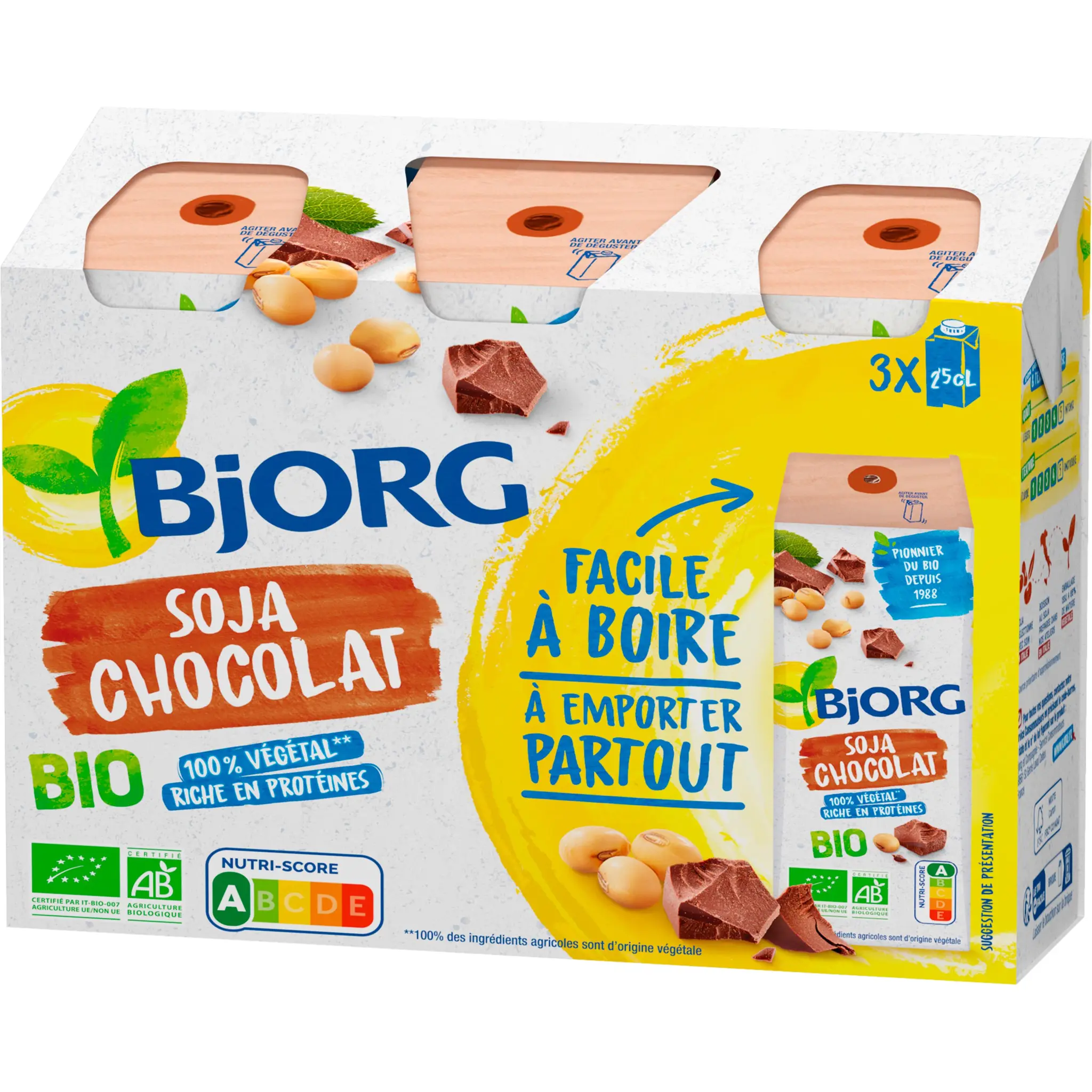 BJORG Boisson végétale à base de soja chocolat calcium bio