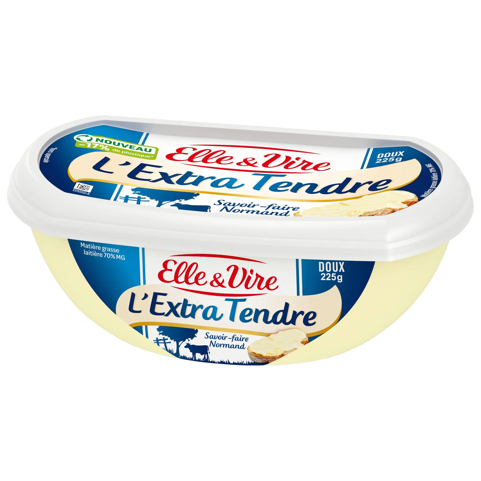 ELLE & VIRE L'extra tendre Beurre doux pour tartine et cuisson 70%MG