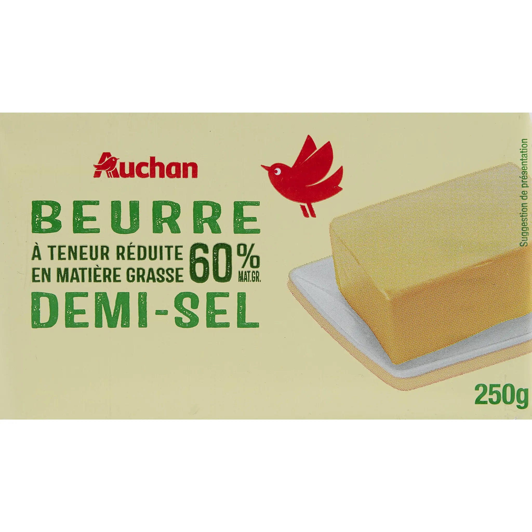 AUCHAN Beurre demi-sel 60%MG