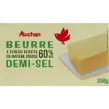 AUCHAN Beurre demi-sel 60%MG