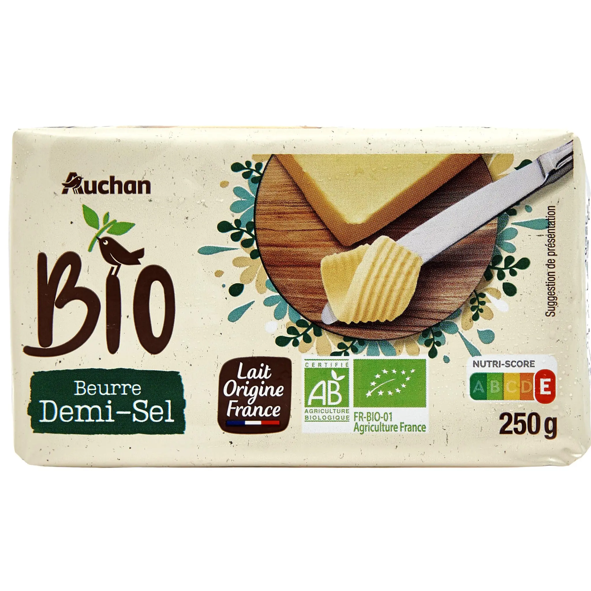 AUCHAN BIO Beurre demi-sel 80%MG bio