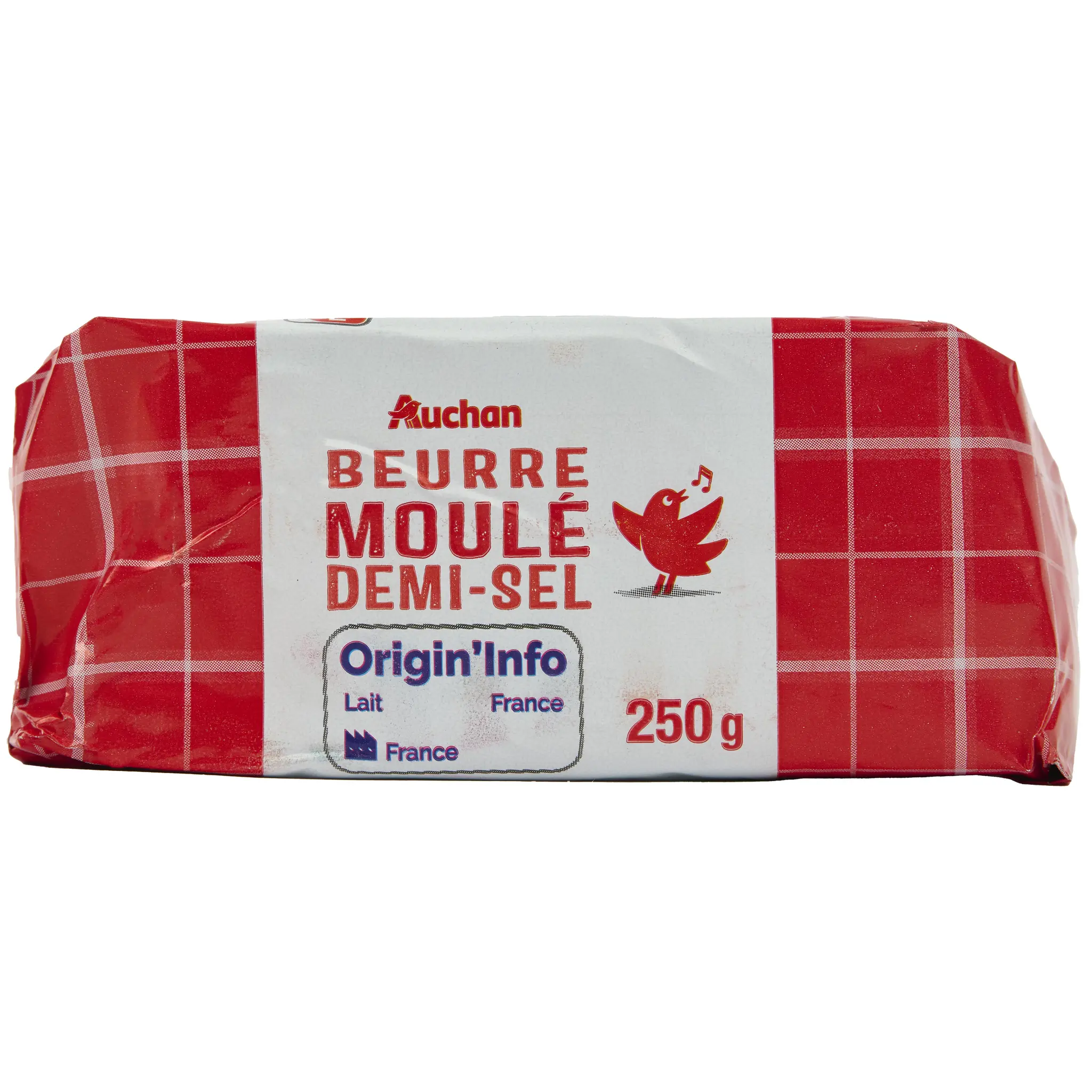 AUCHAN Beurre moulé demi-sel 81%MG