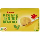 AUCHAN Beurre tendre demi-sel 80%MG