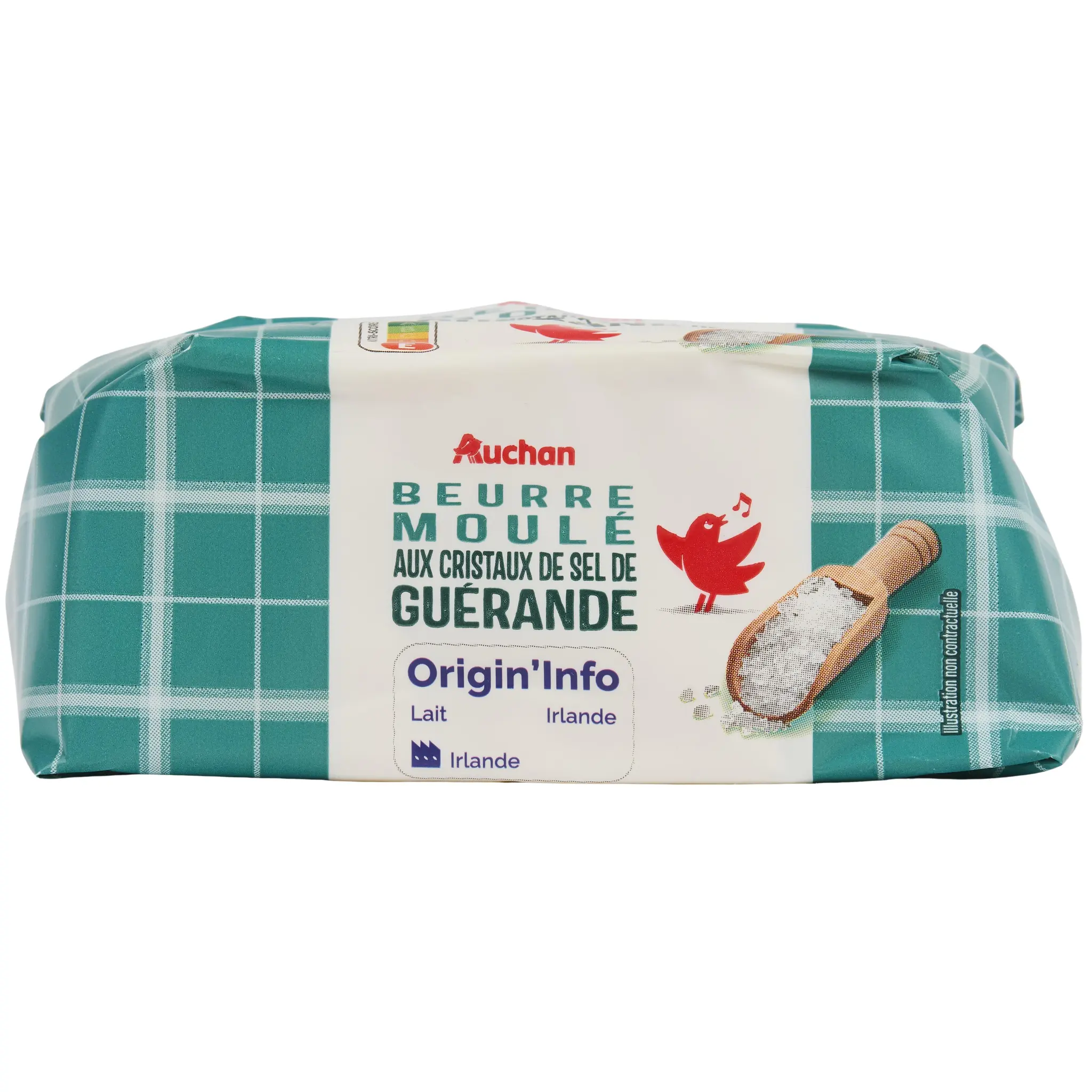 AUCHAN Beurre moulé aux cristaux de sel de Guérande 80%MG