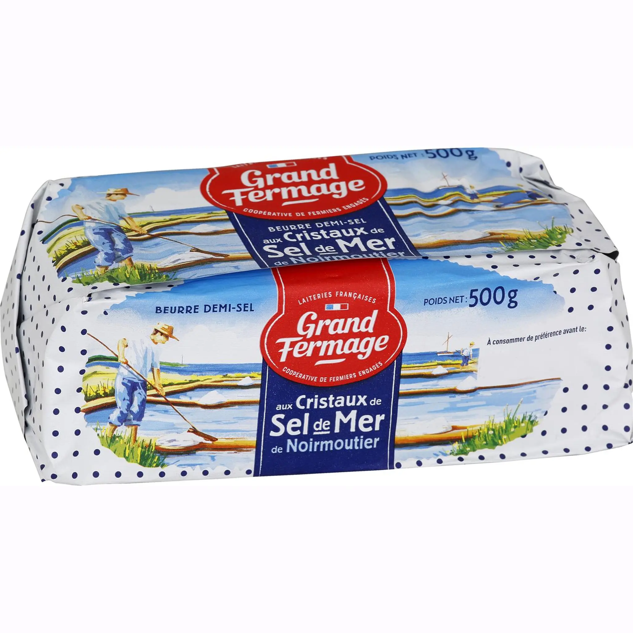 GRAND FERMAGE Beurre aux cristaux de sel de mer de Noirmoutier 80%MG