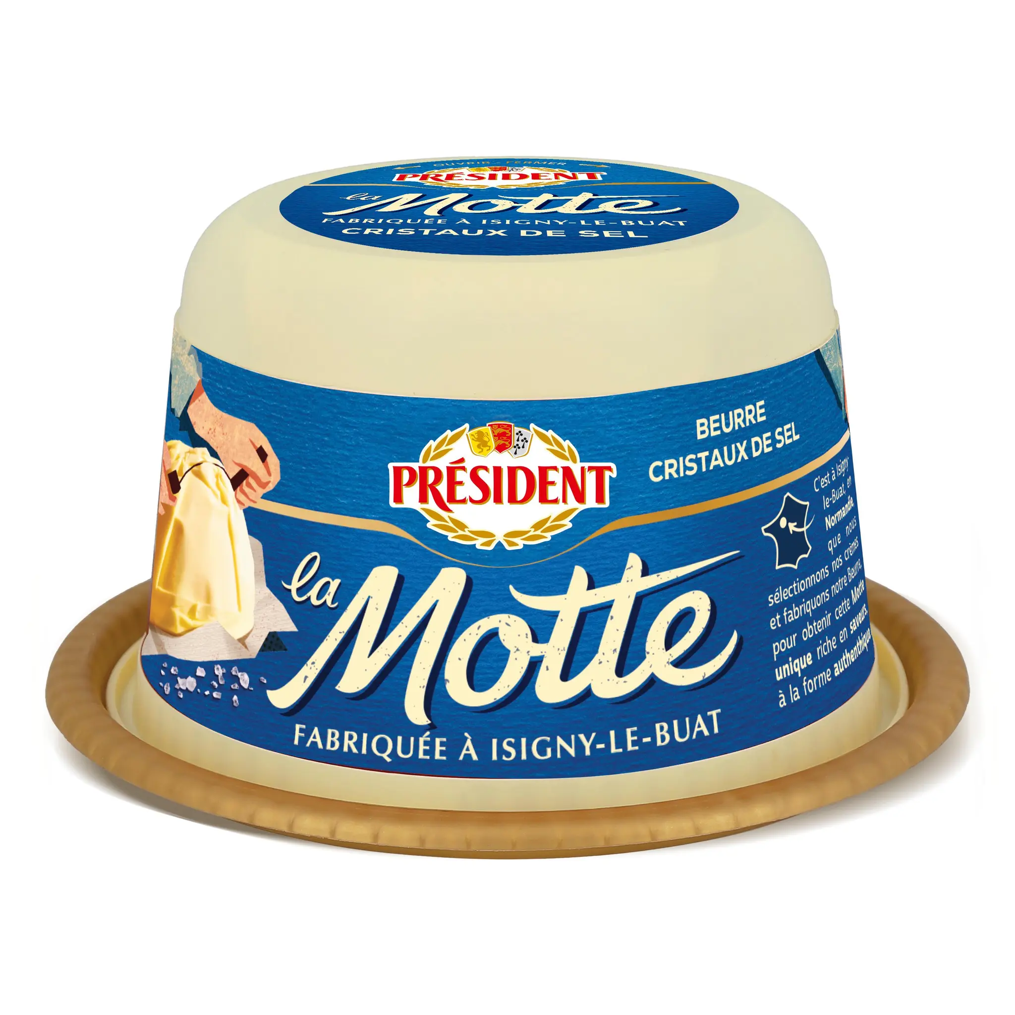 PRESIDENT La Motte - Beurre aux cristaux de sel de mer 80%MG