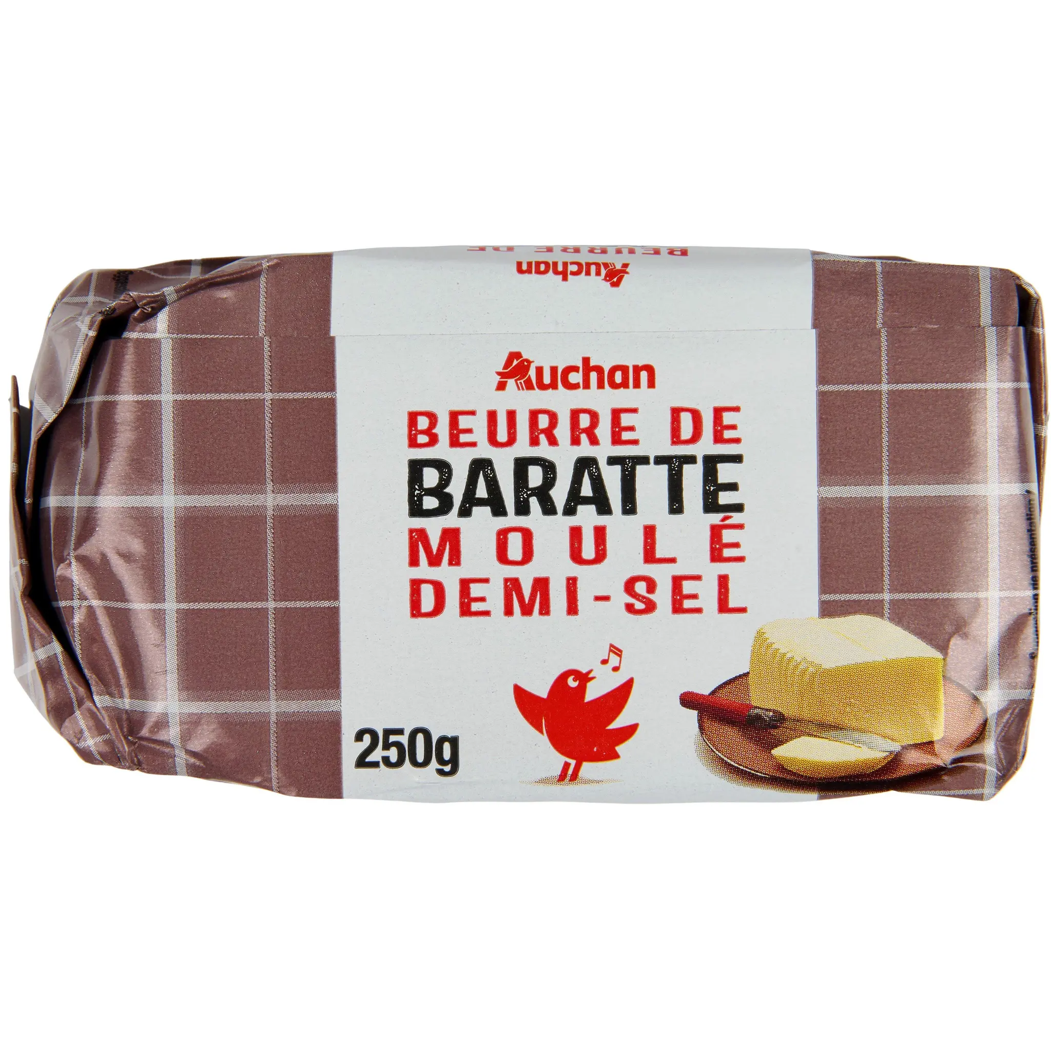 AUCHAN Beurre de baratte demi-sel 80%MG