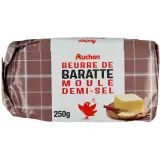 AUCHAN Beurre de baratte demi-sel 80%MG