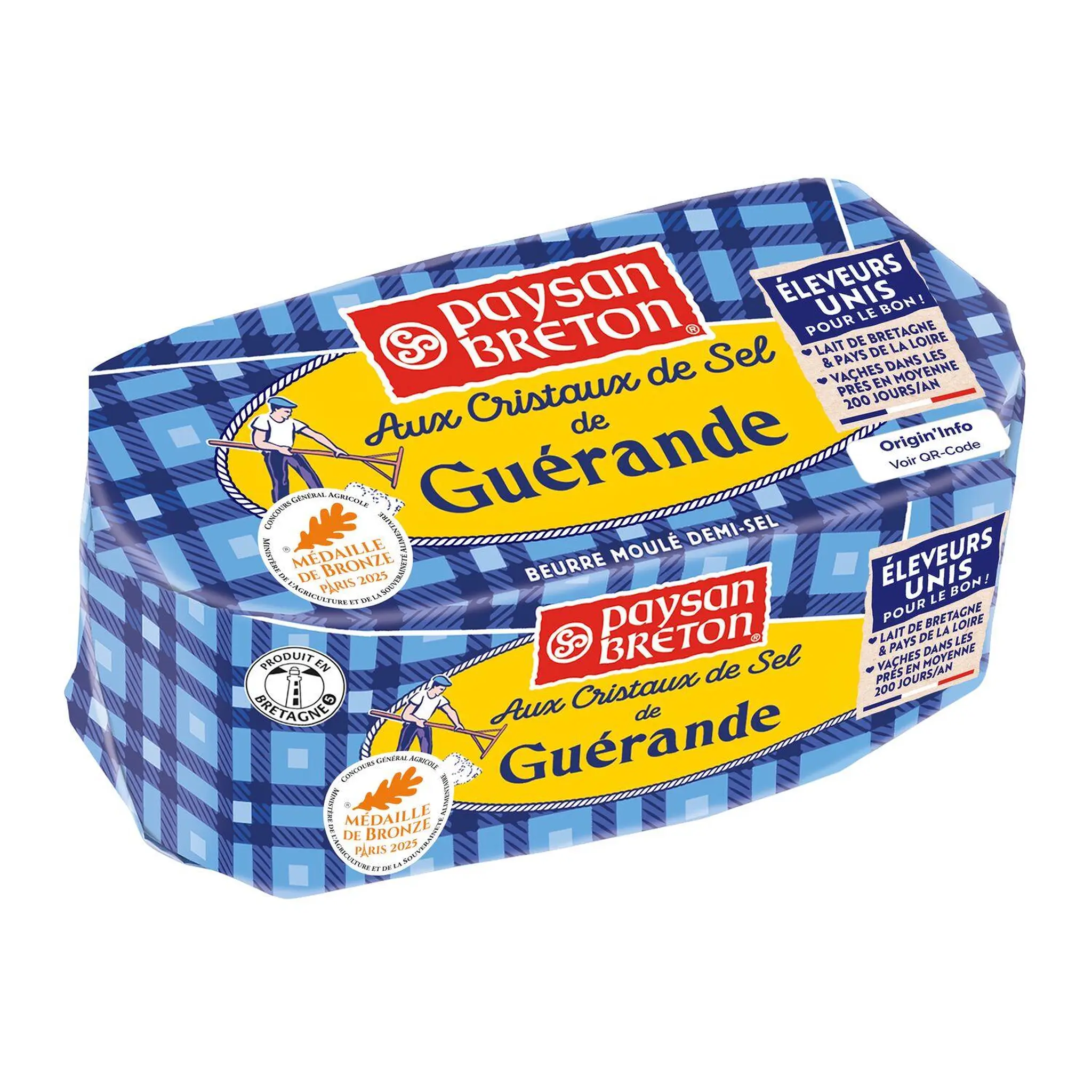 PAYSAN BRETON Beurre moulé aux cristaux de sel de mer 80%MG
