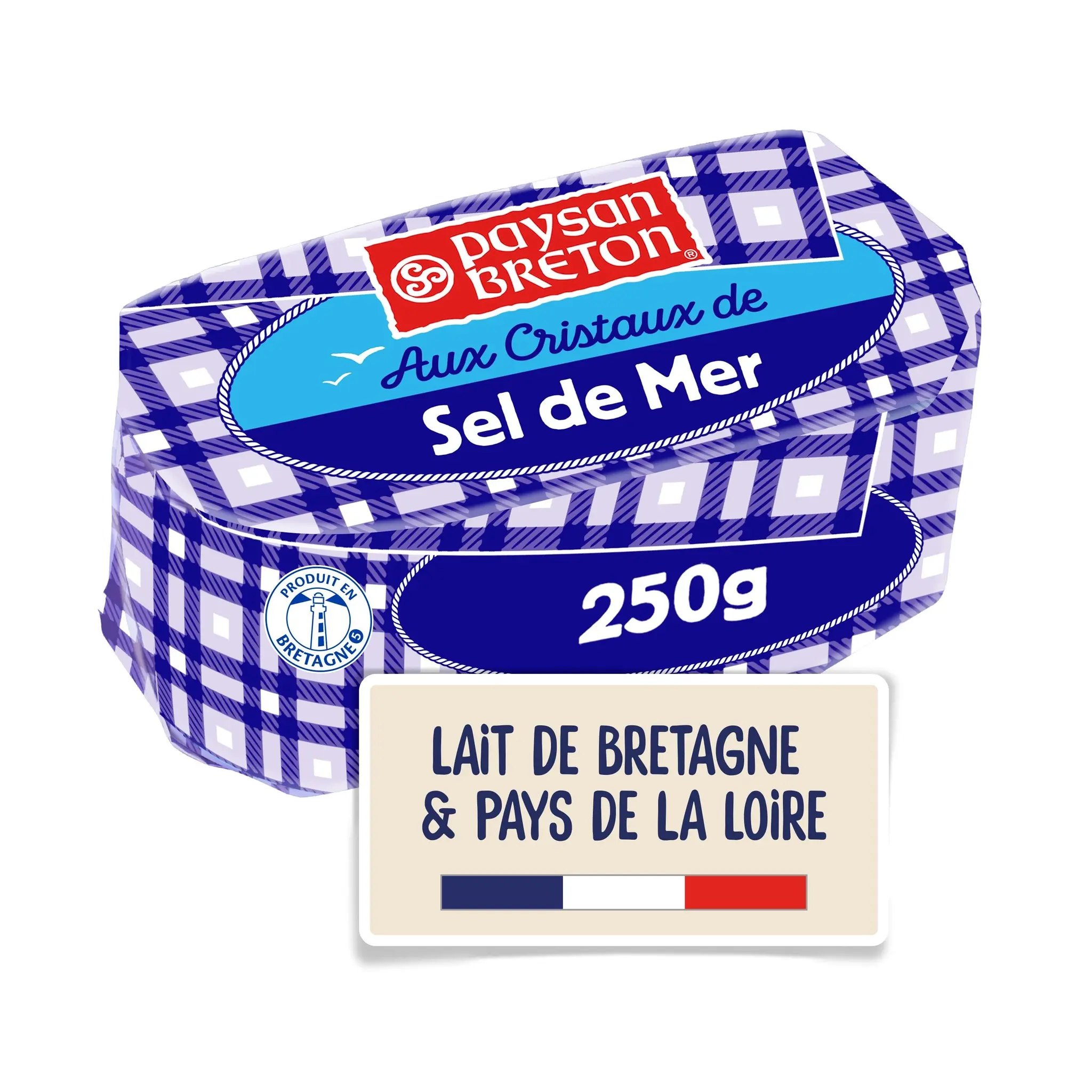 PAYSAN BRETON Beurre demi-sel au sel de mer avec cristaux 80%MG