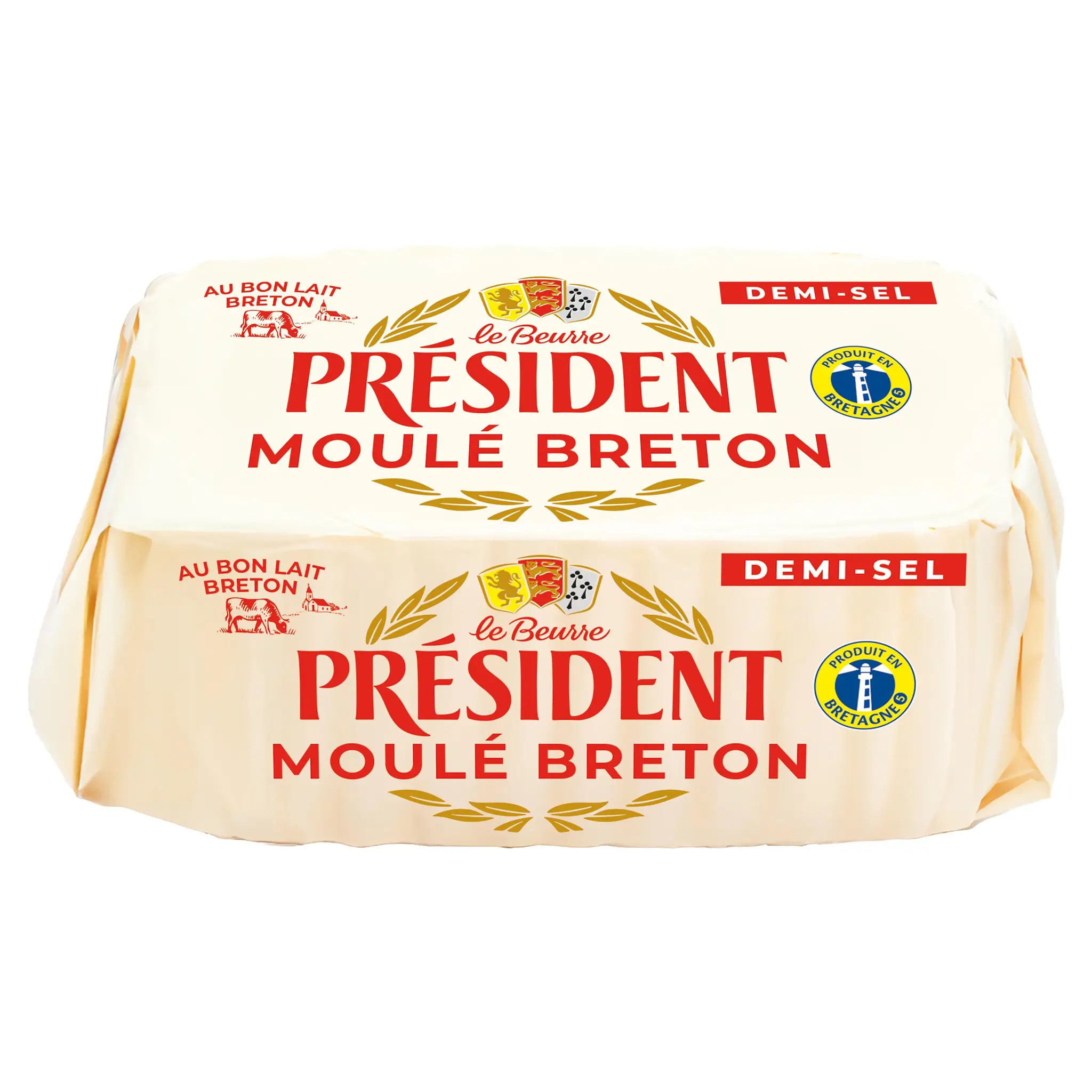 PRESIDENT Beurre demi-sel moulé gourmand et onctueux 80%MG