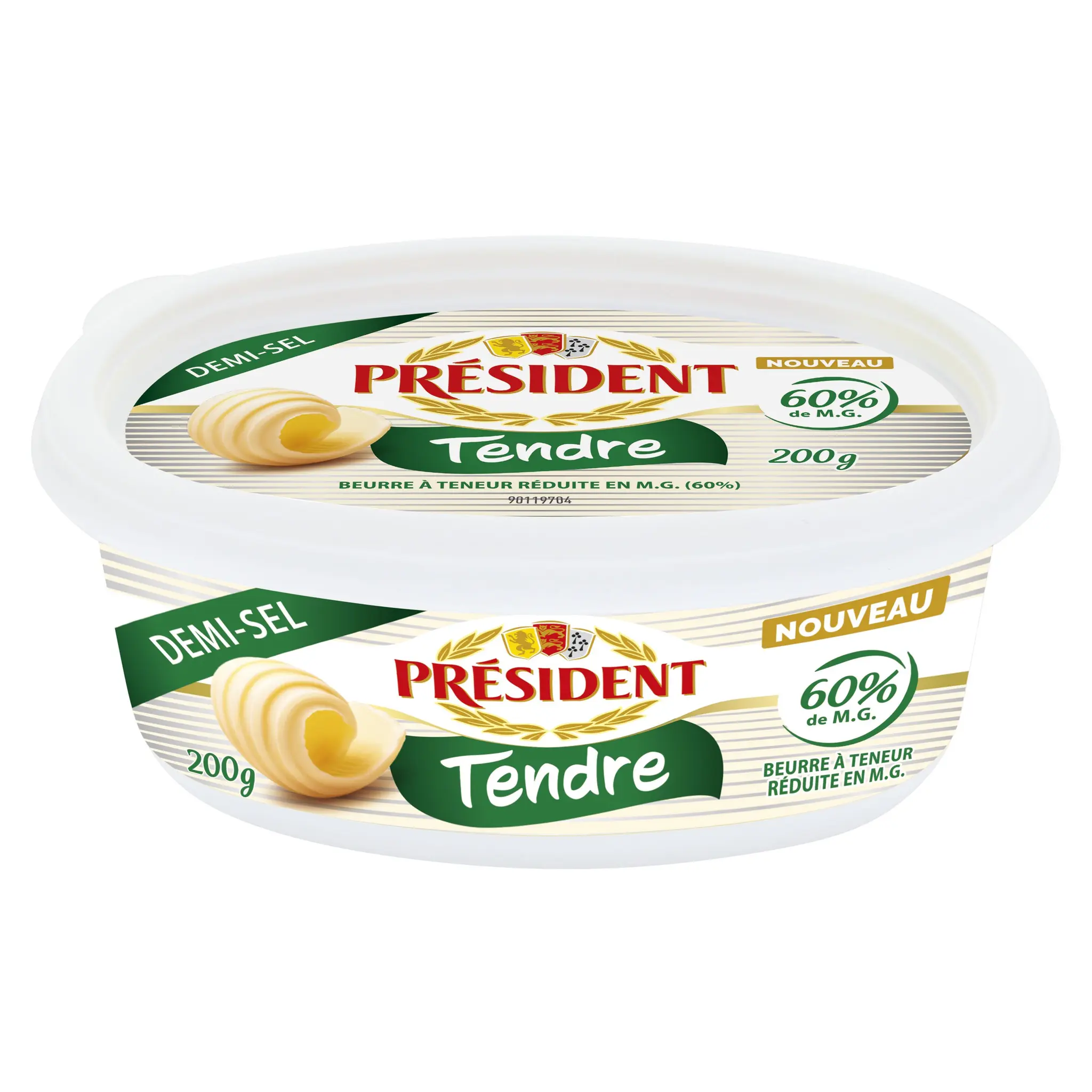 PRESIDENT Beurre tendre demi-sel 60%MG