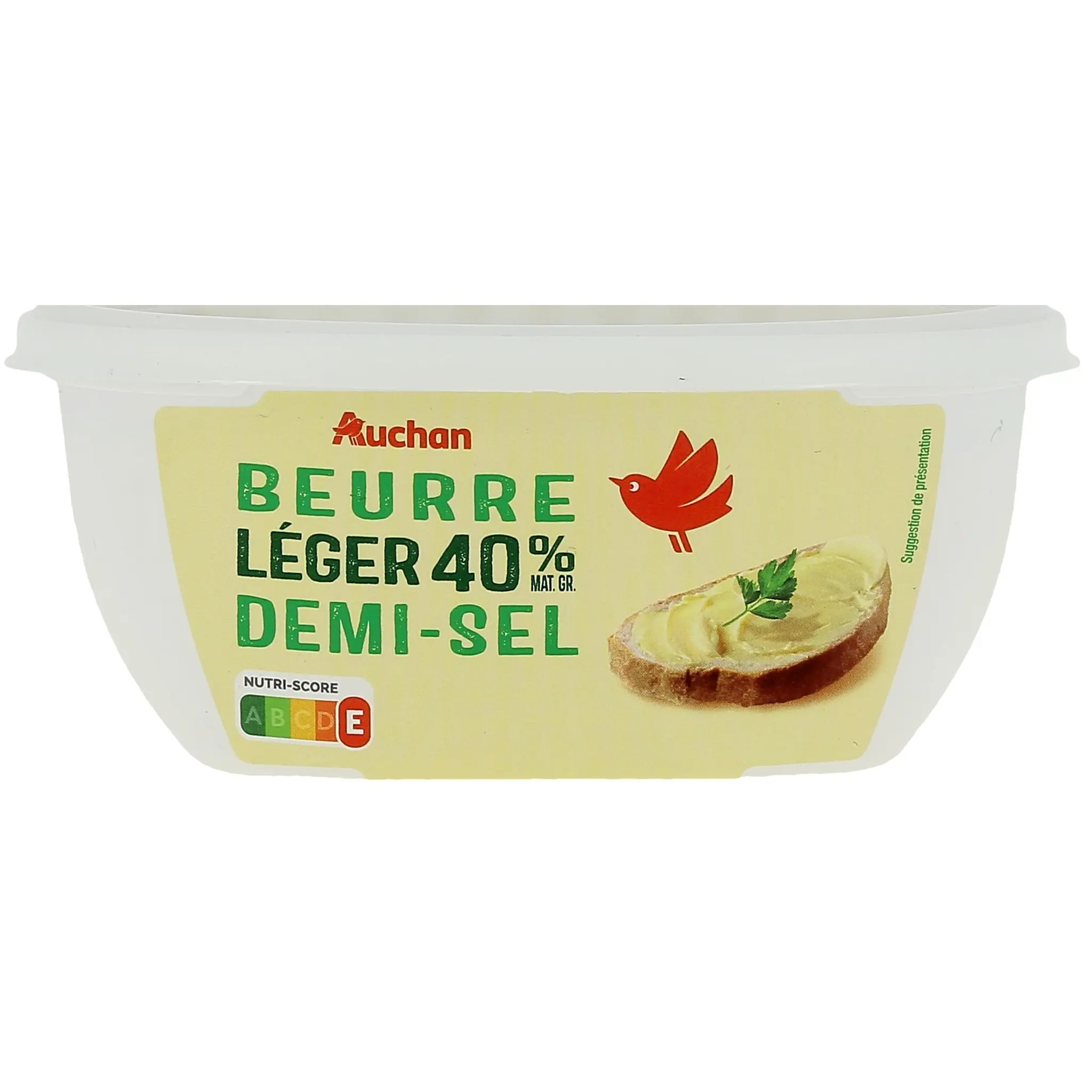 AUCHAN Beurre allégé demi-sel 40%MG