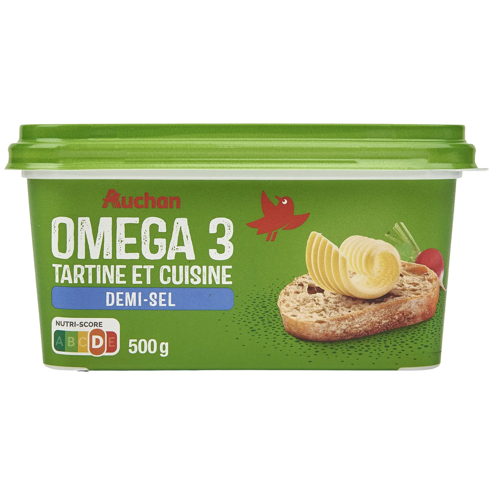 AUCHAN Margarine demi-sel oméga 3 pour tartine et cuisson
