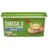 AUCHAN Margarine demi-sel oméga 3 pour tartine et cuisson