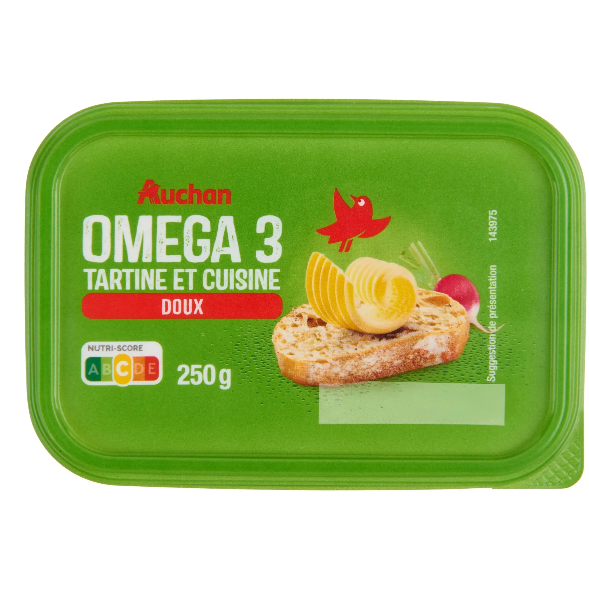 AUCHAN Margarine doux oméga 3 pour tartine et cuisine