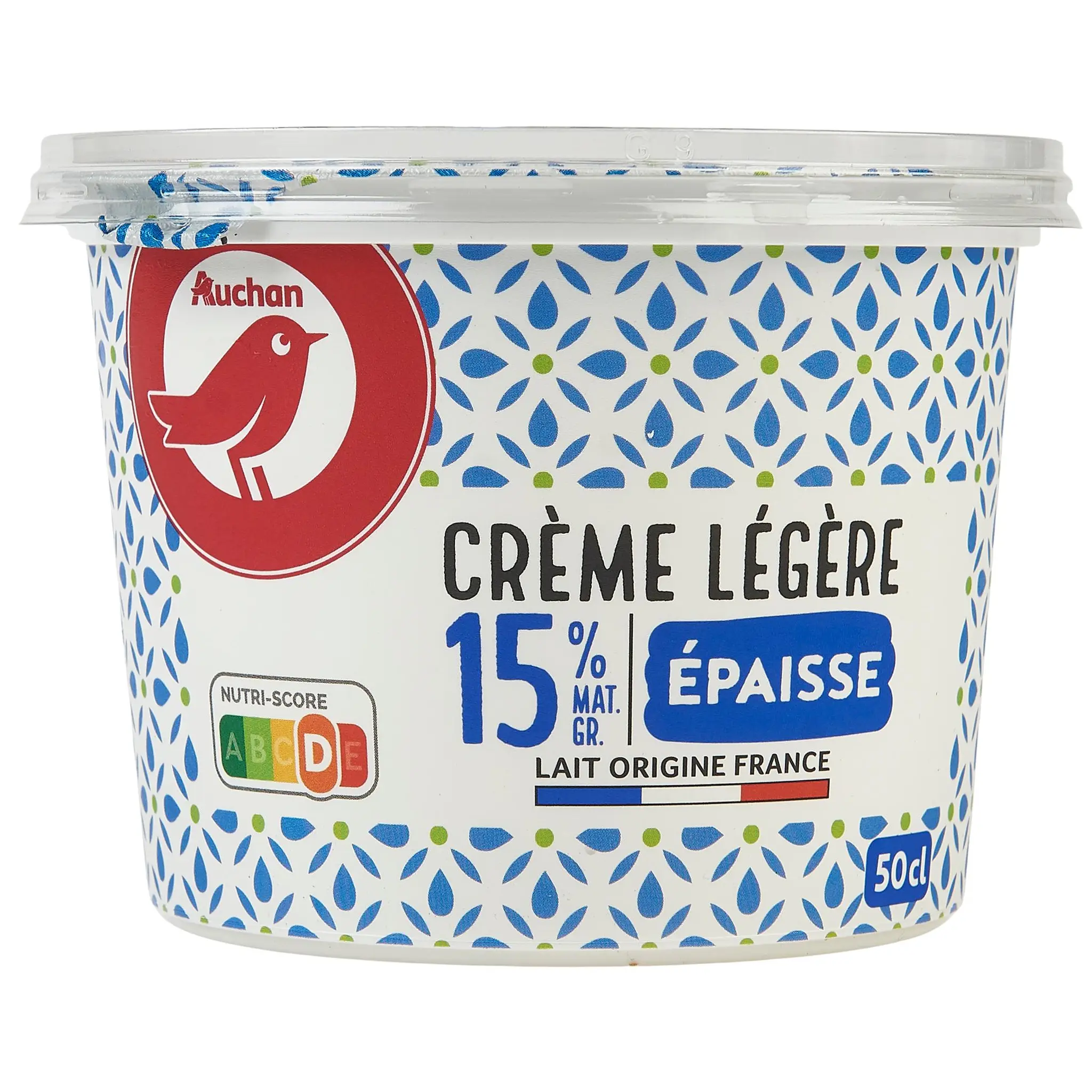 AUCHAN Crème fraiche épaisse légère 15%MG