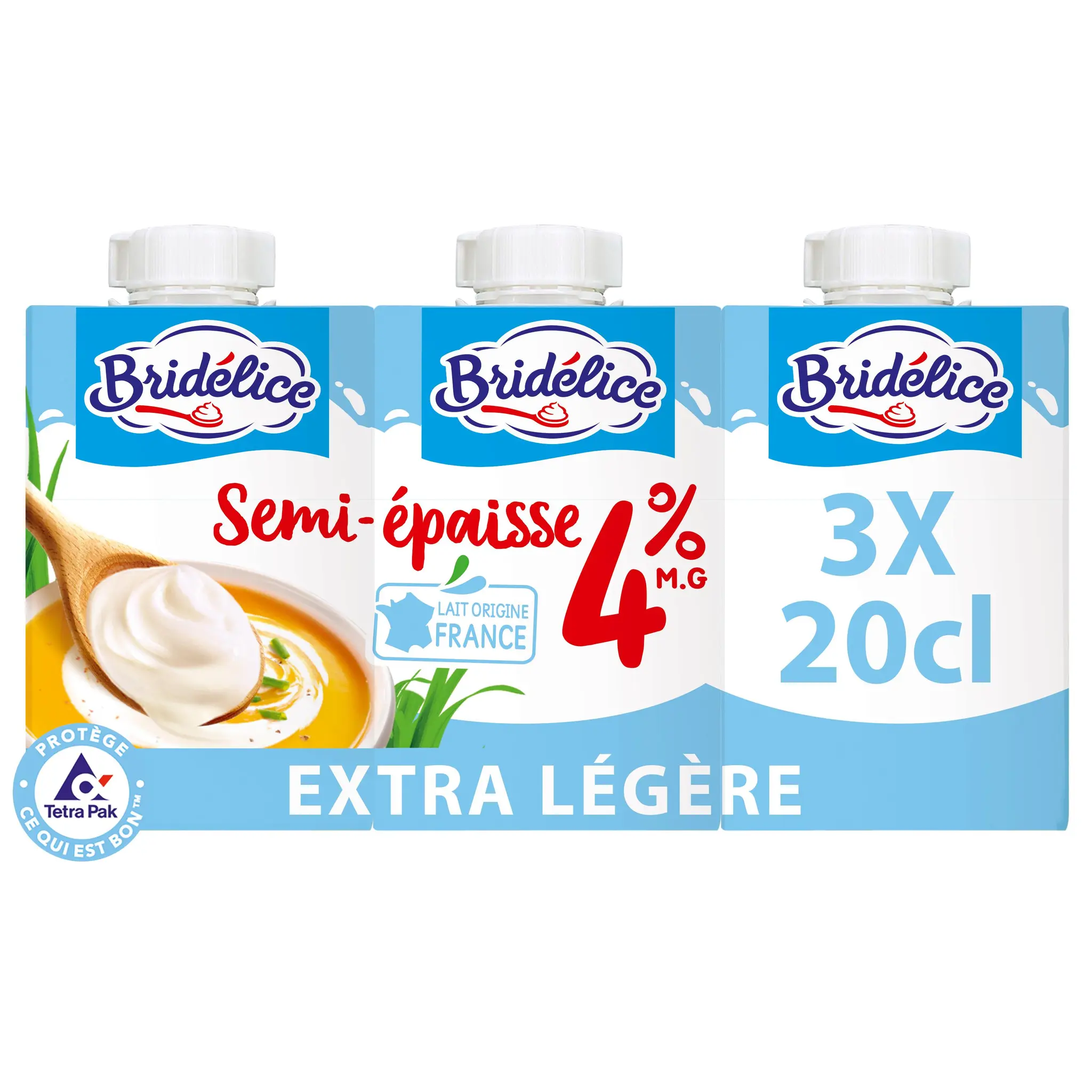 BRIDELICE Spécialité laitière extra légère et semi-épaisse 4%MG