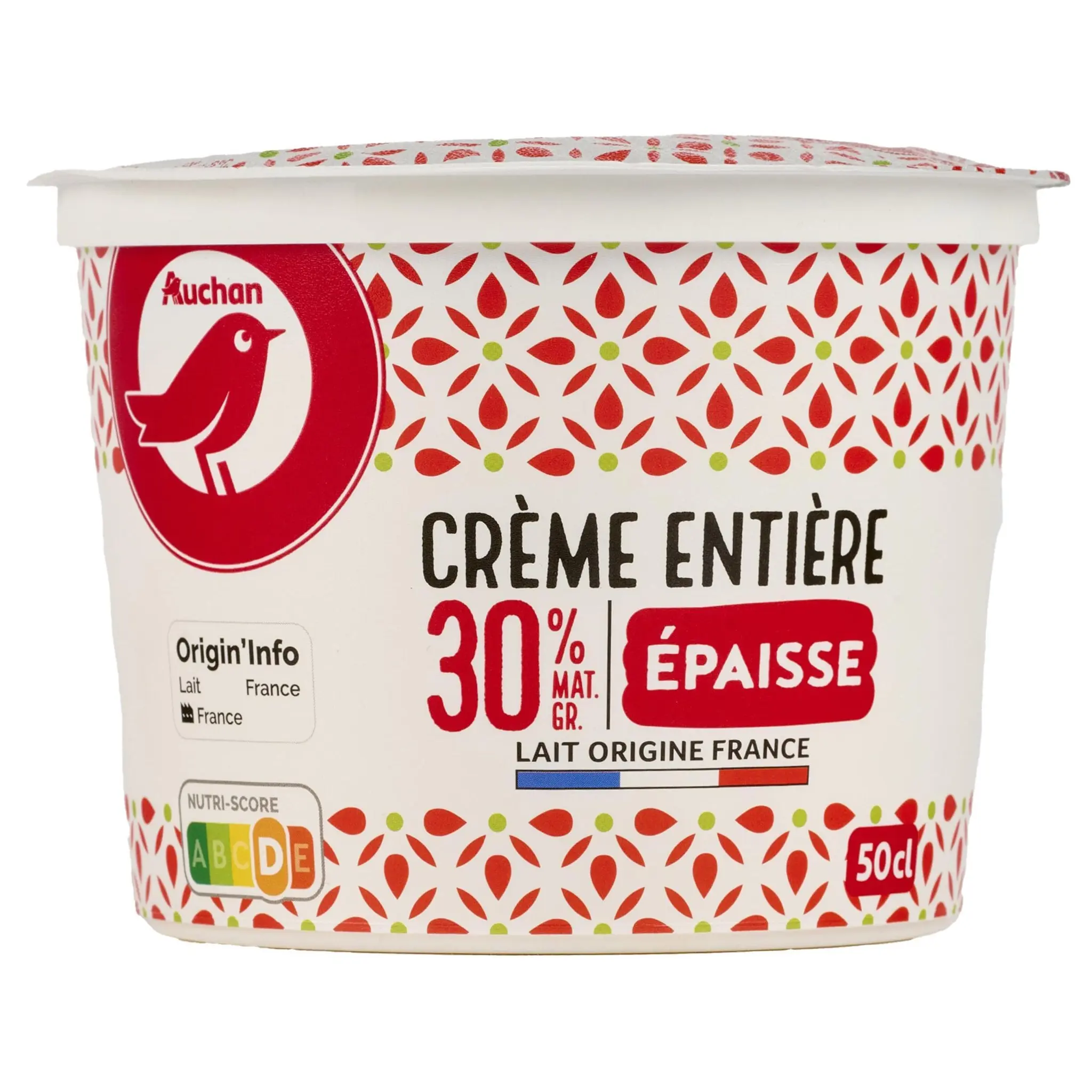 AUCHAN Crème fraîche épaisse entière 30%MG