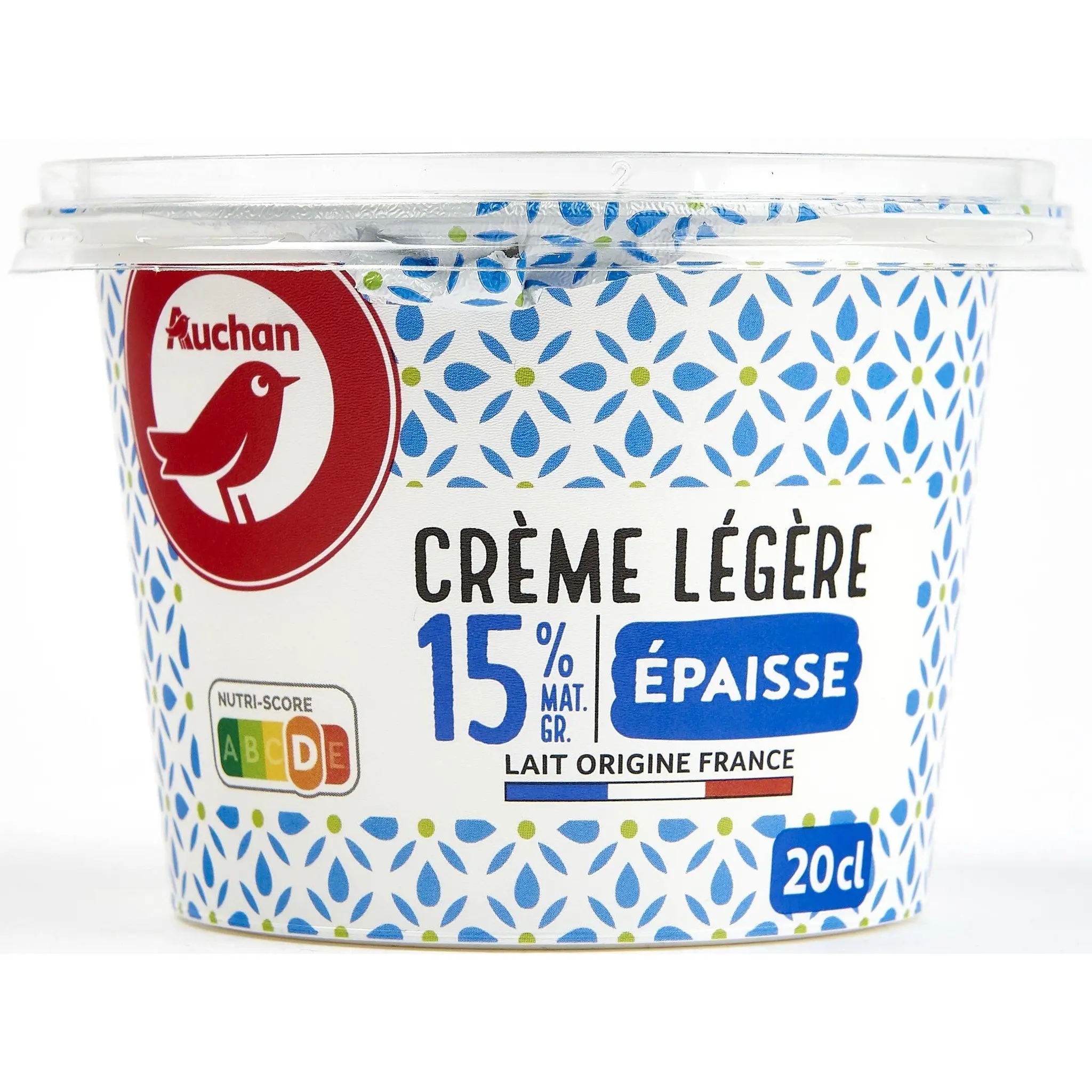 AUCHAN Crème fraiche épaisse légère 15%MG